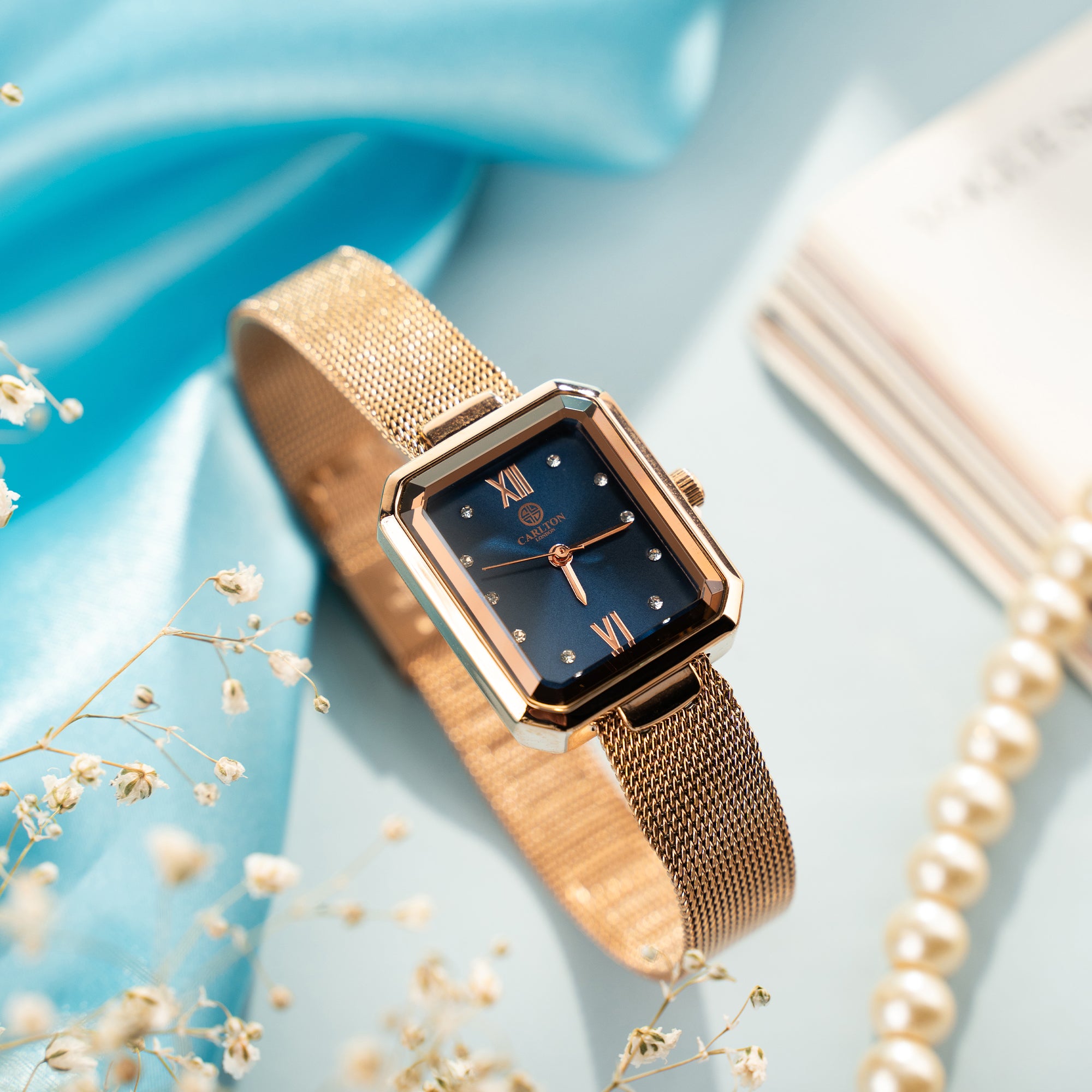 Brixton: Women's Blue/Rose Gold Analog Watch - CLRGMBLU