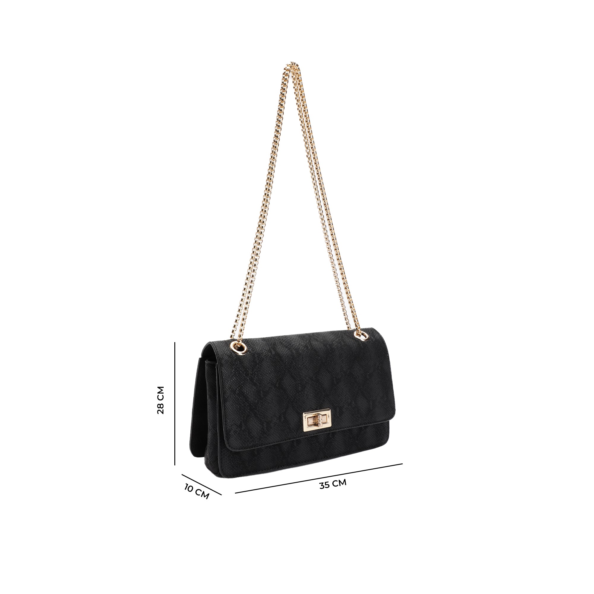 Carlton London Gold Croc-Embossed Chain Shoulder Bag