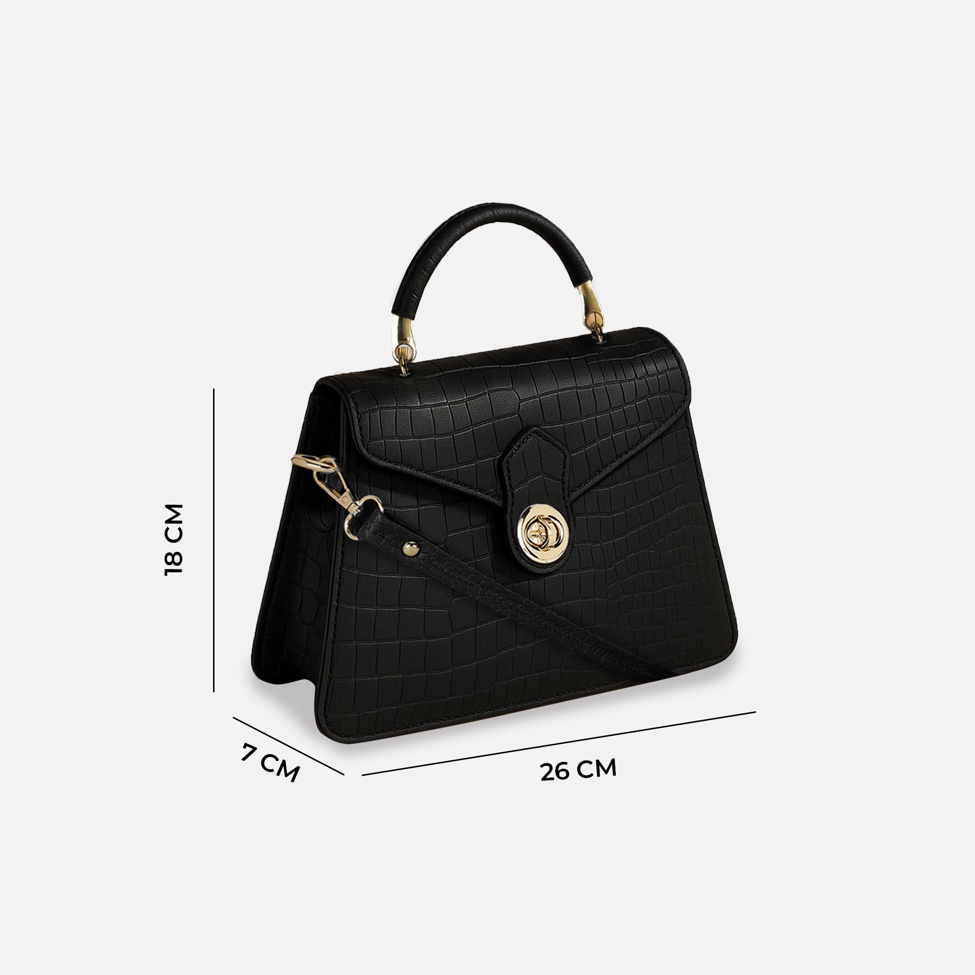 Carlton London Croc-Textured Structured Handbag