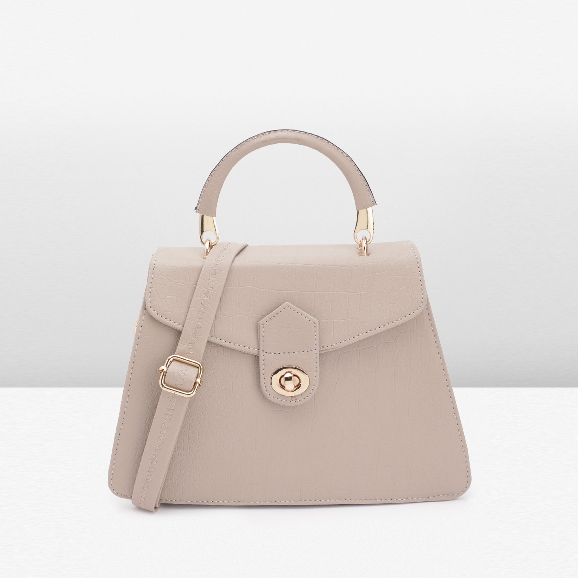 Carlton London Croc-Textured Structured Handbag