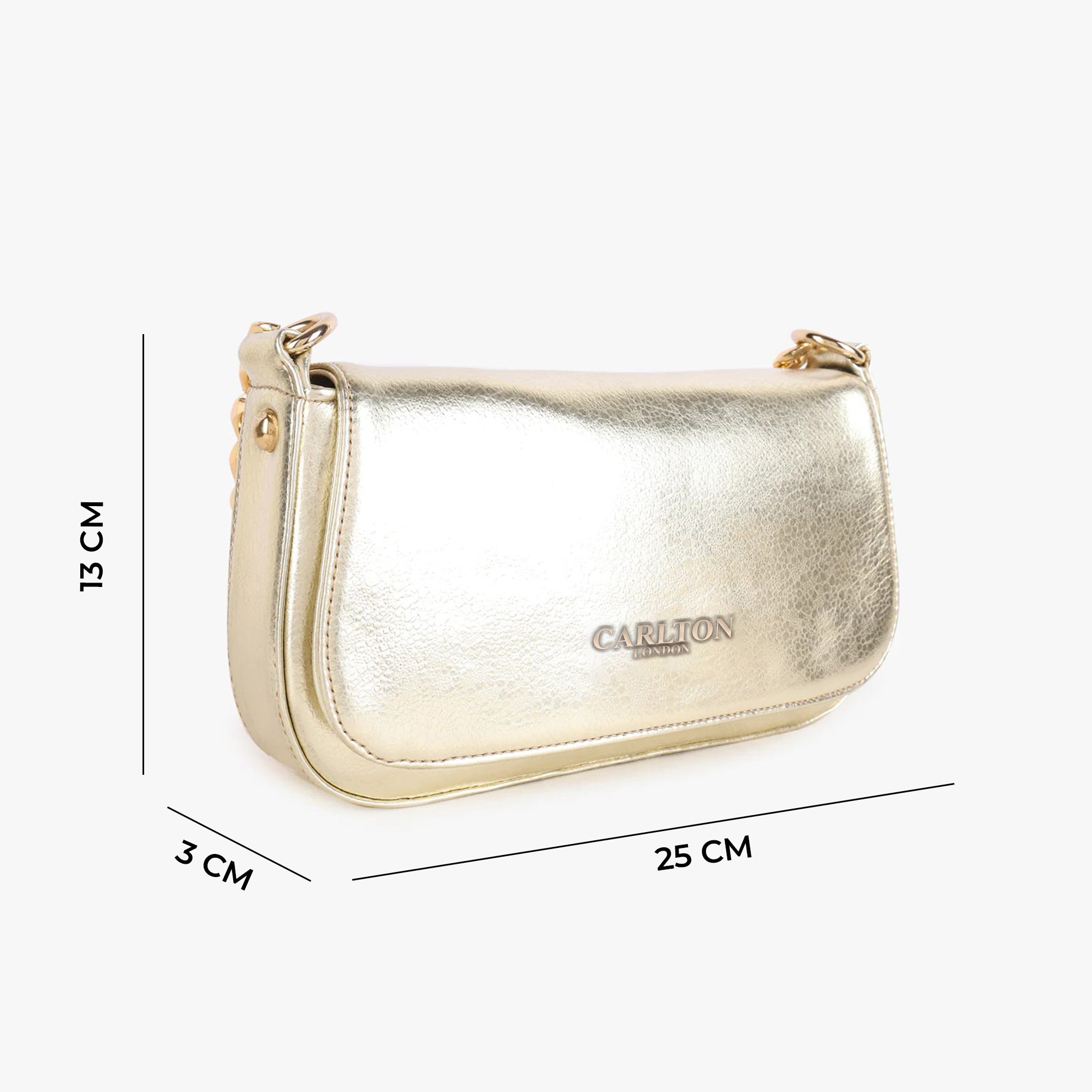 Carlton London Gold Crocodile-Patterned Crossbody Bag