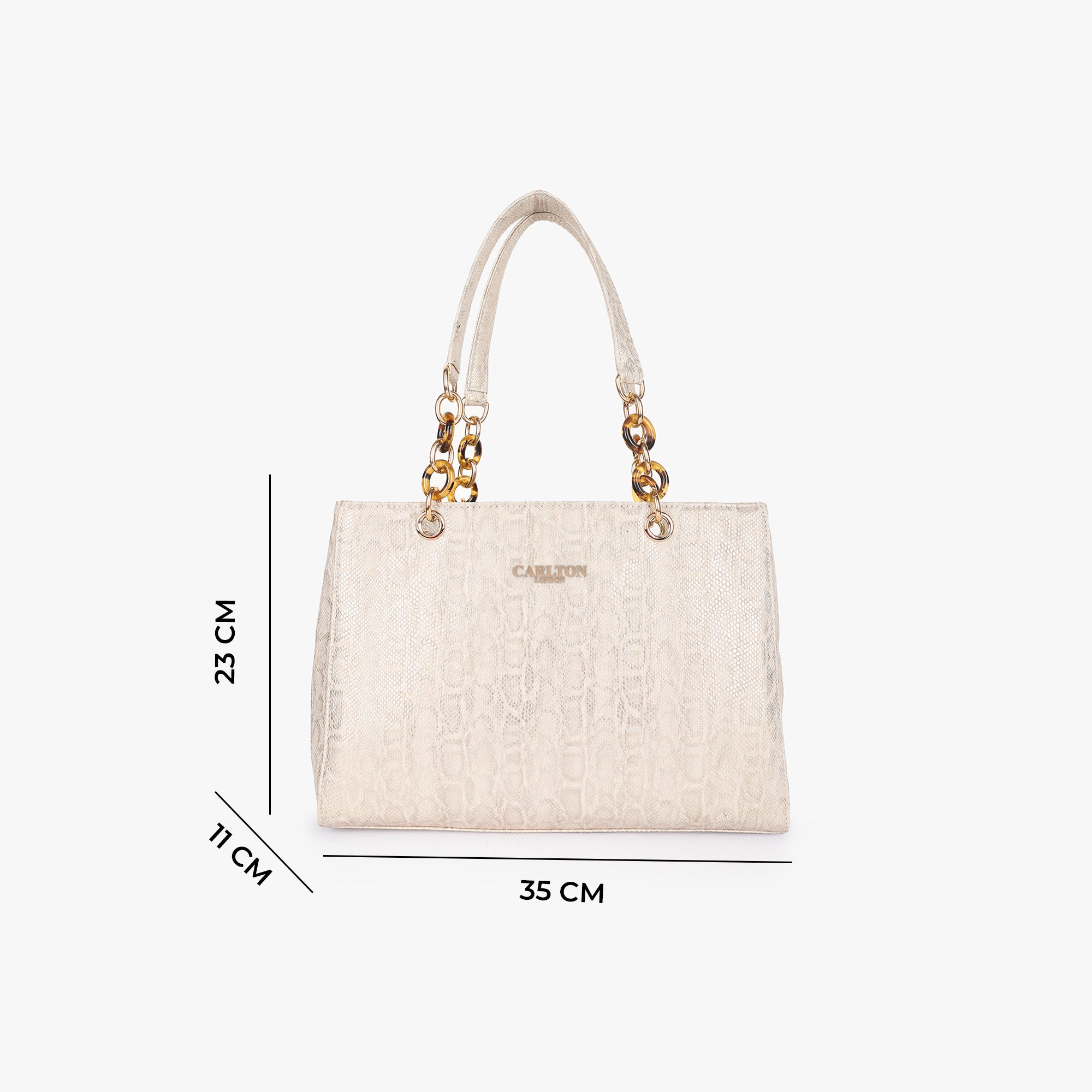 Carlton London Daphne Brown Croc-Texture Tote Bag - CLLP-839 GOLD