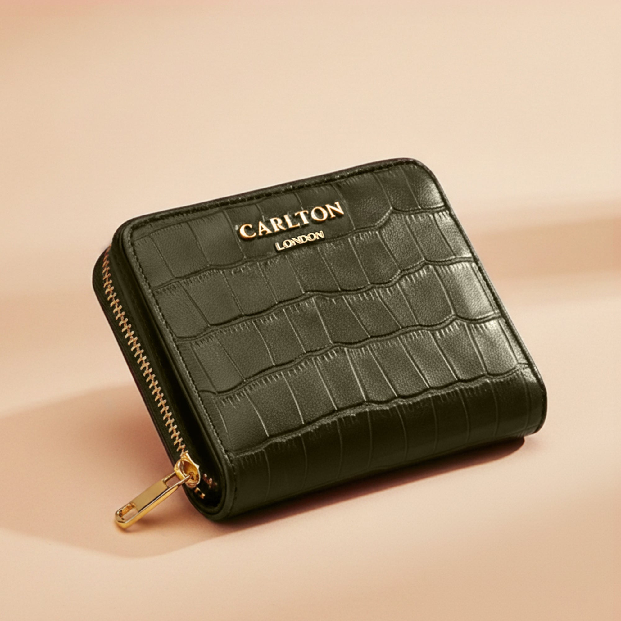 Carlton London Zip Around Textured Green Wallet - CLHB-33