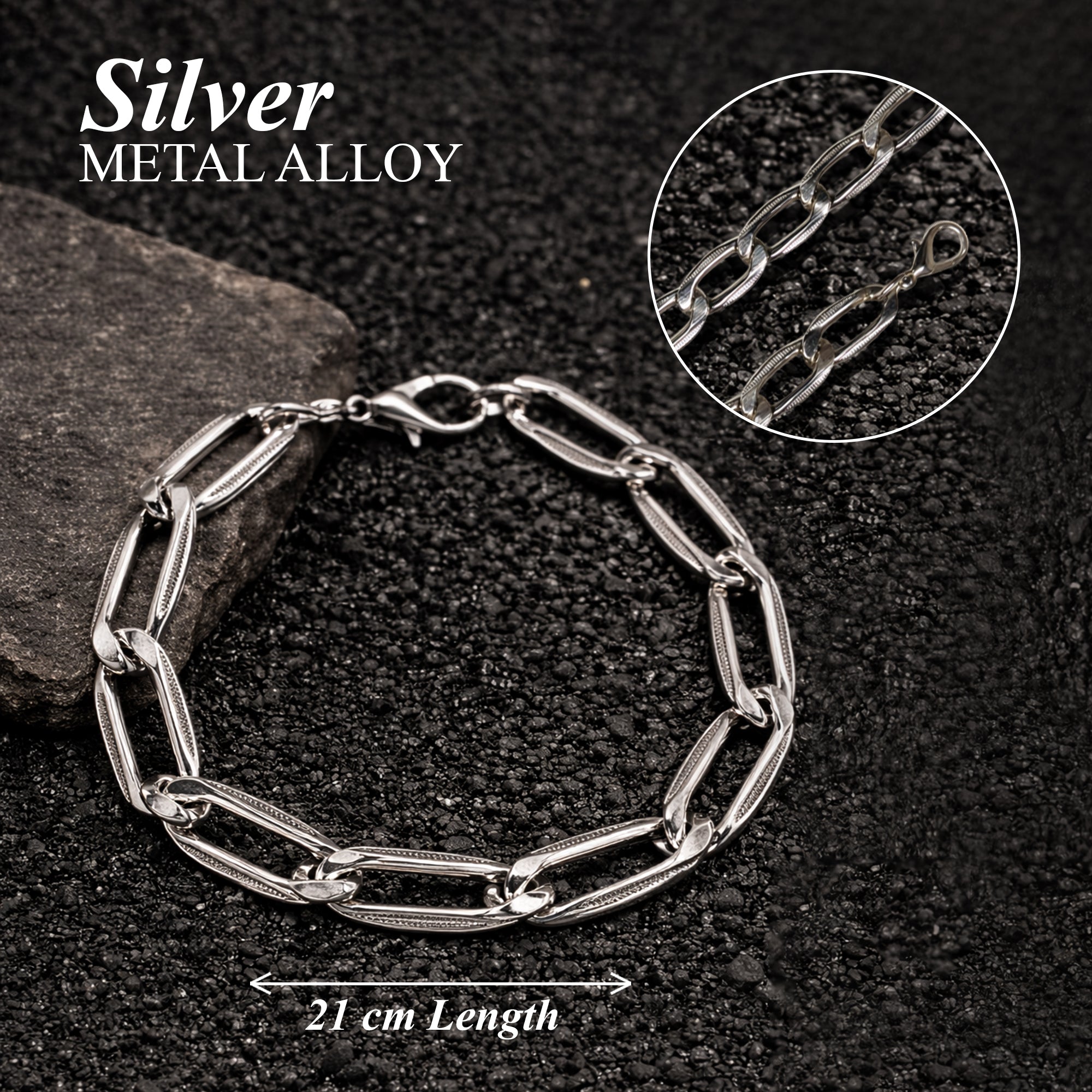 Carlton London Men's Silver Wraparound Bracelet CLJW-41
