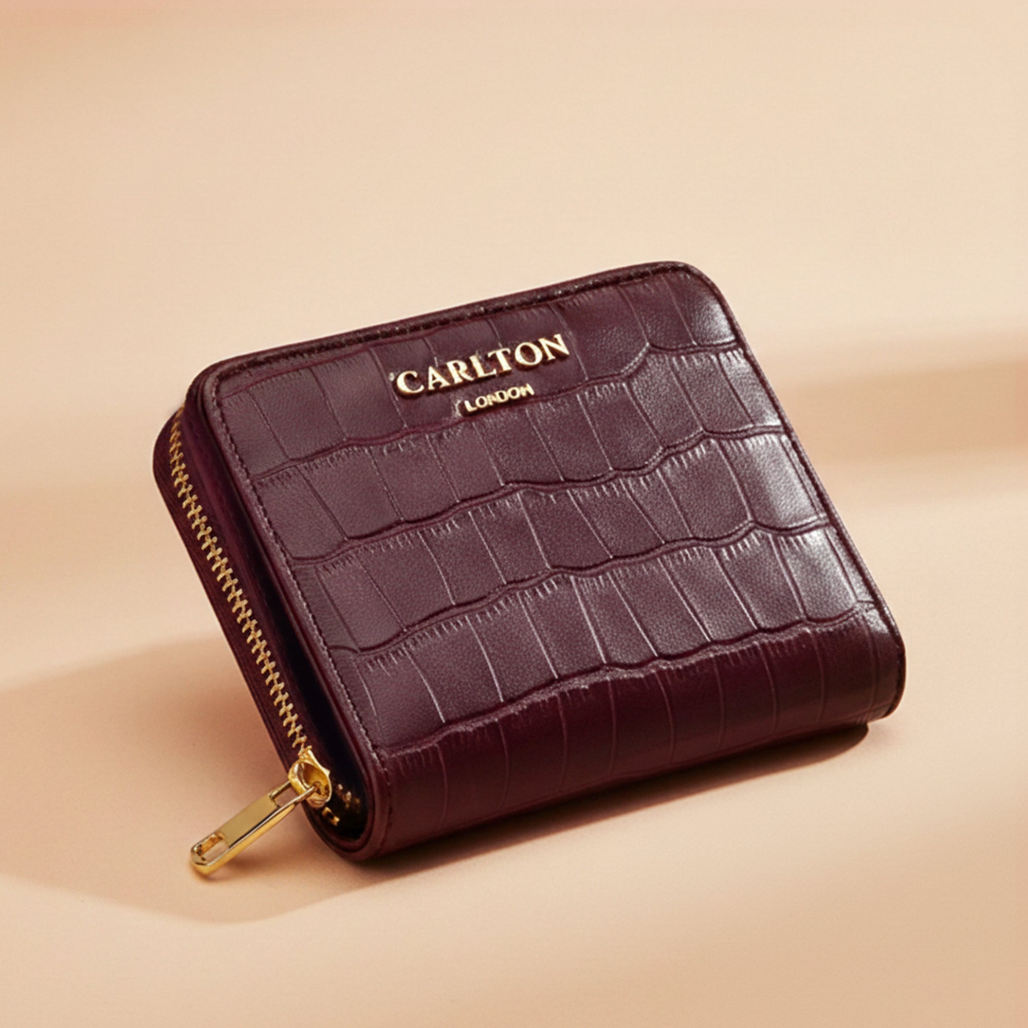 Carlton London Zip Around Textured Maroon Wallet - CLHB-34