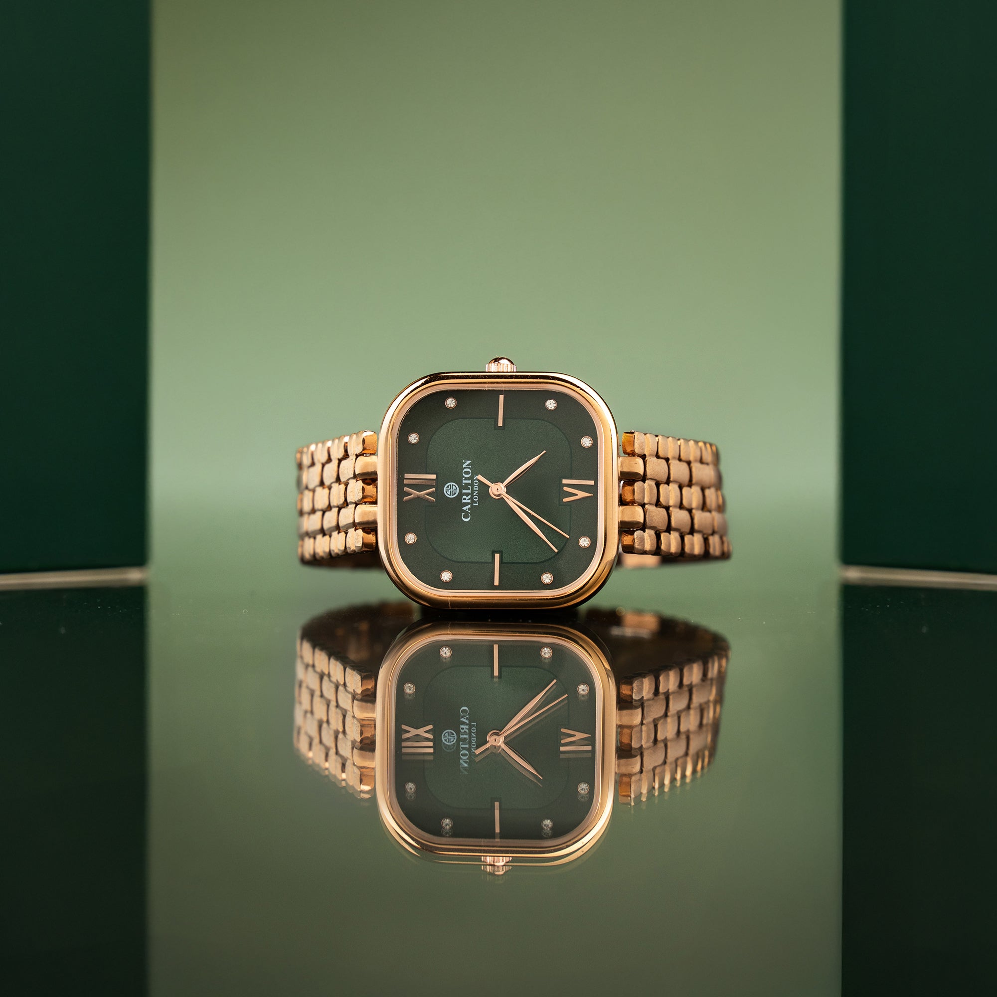 Chelsea: Women Green/ Rose Gold Analog Watch