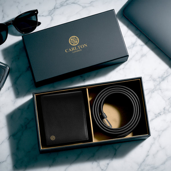 Carlton London Men Belt & Wallet Combo (Black)