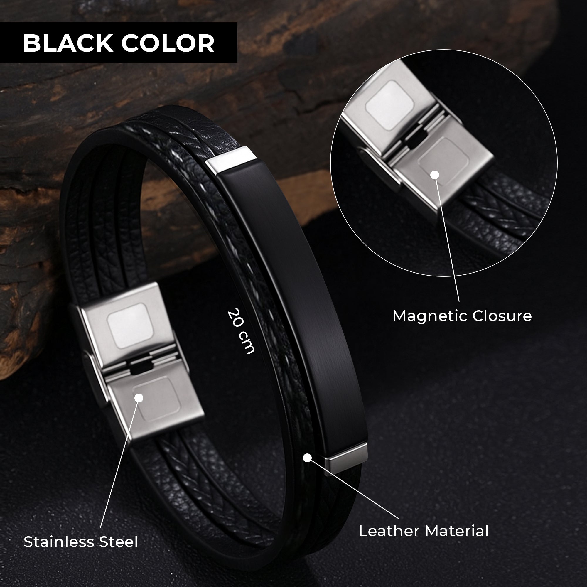 Carlton London | The Nomad Leather Men's Bracelet