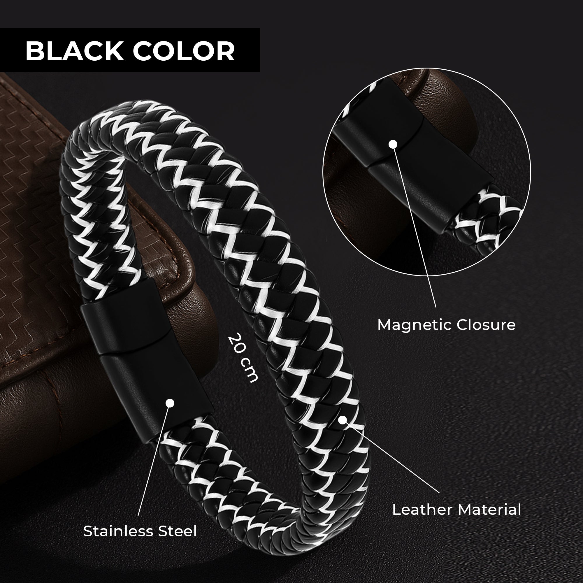 Carlton London | Multistrand Leather Mens Bracelet