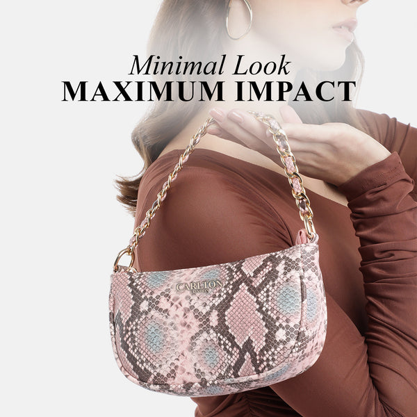 Carlton London Rosabella Pink Python-Print Sling Bag - CLLP-1021 PINK