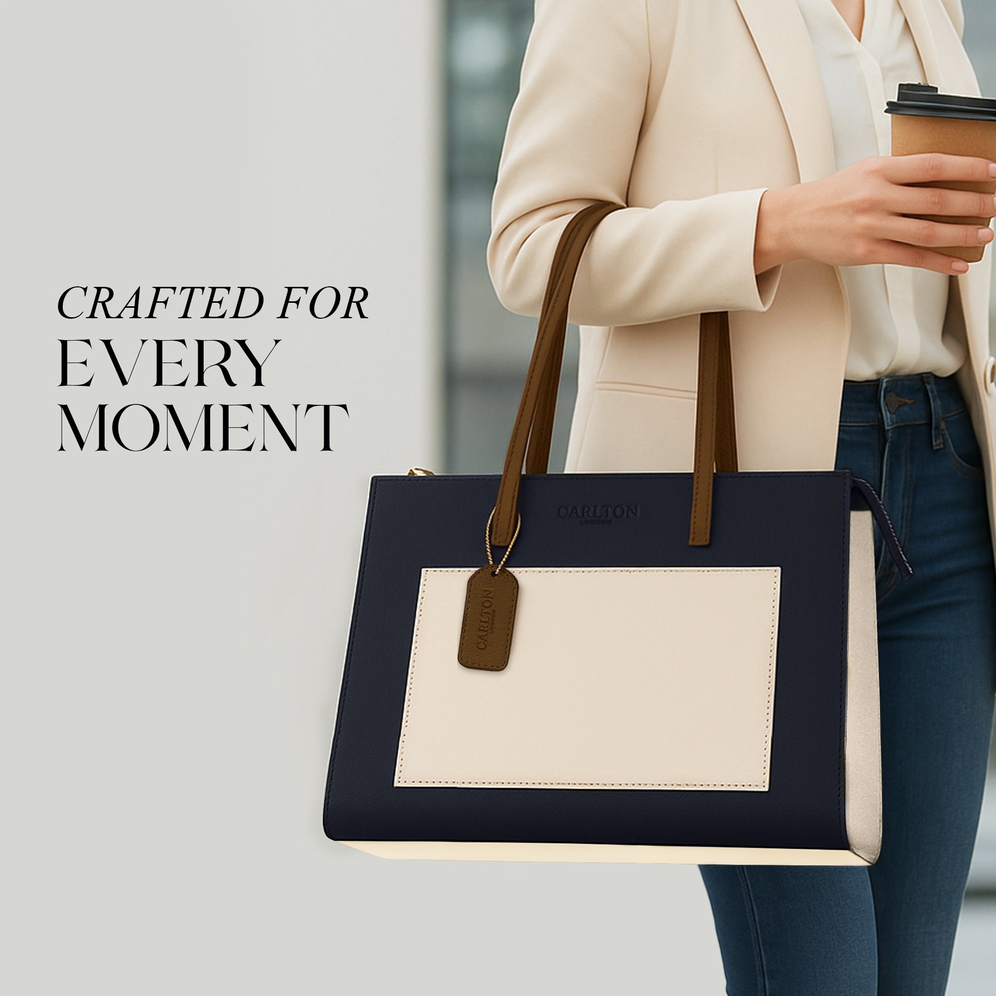 Carlton London Selene Structured Blue Tote Bag - CLHB-12