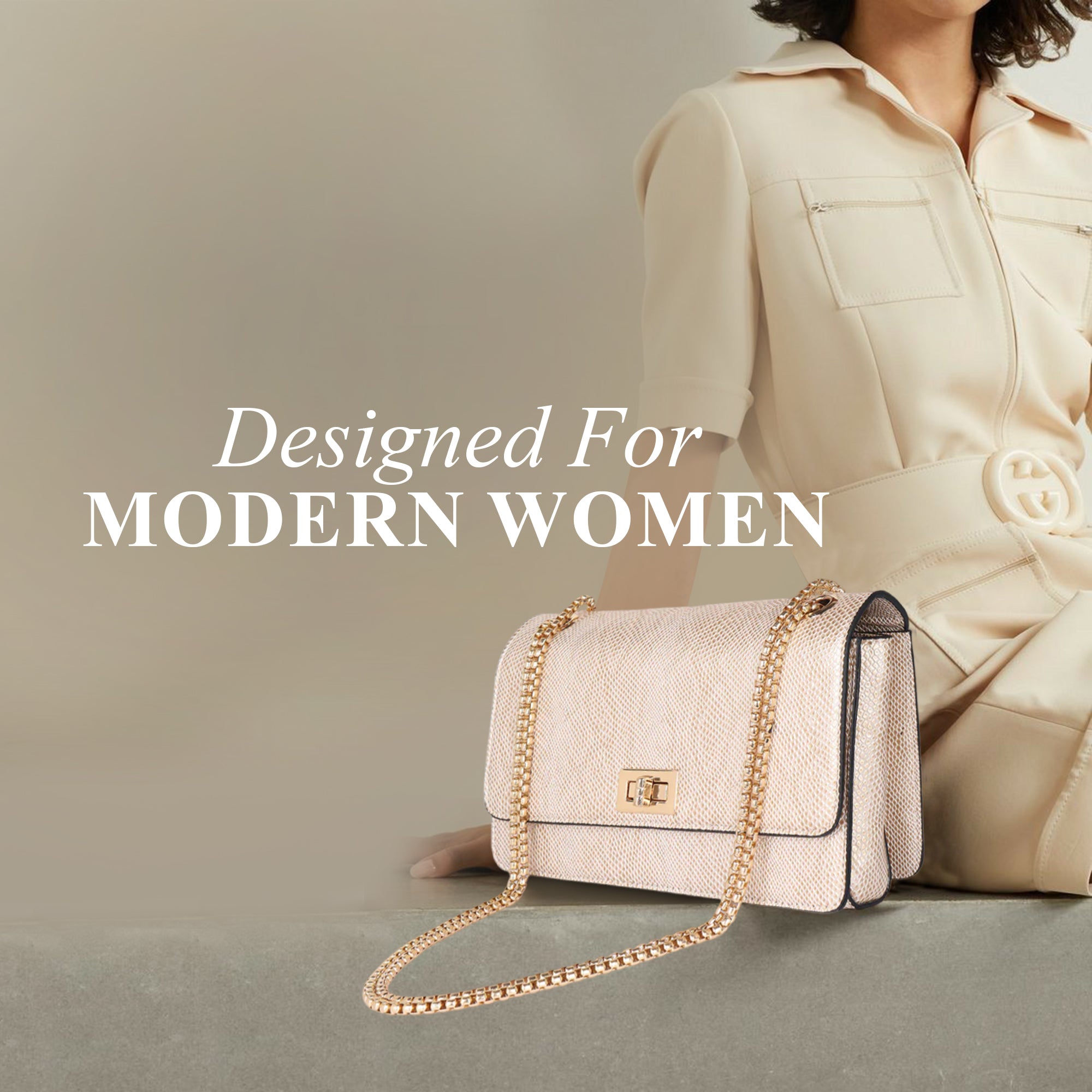 Carlton London Gold Croc-Embossed Chain Shoulder Bag