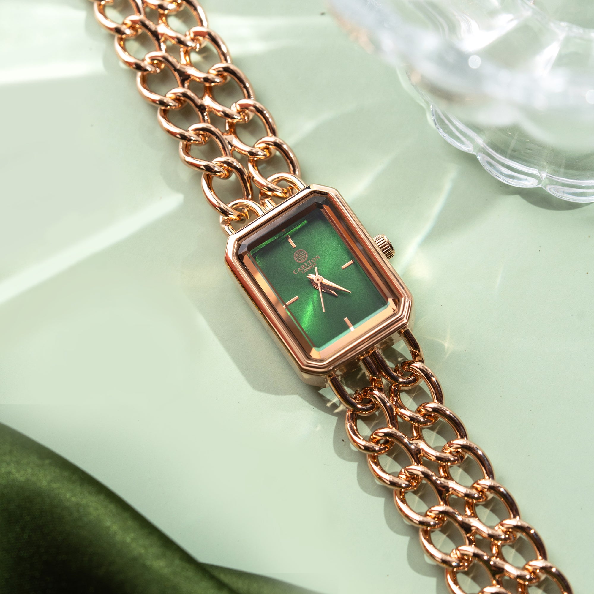 Victoria: Women's Gold/Green Analog Watch