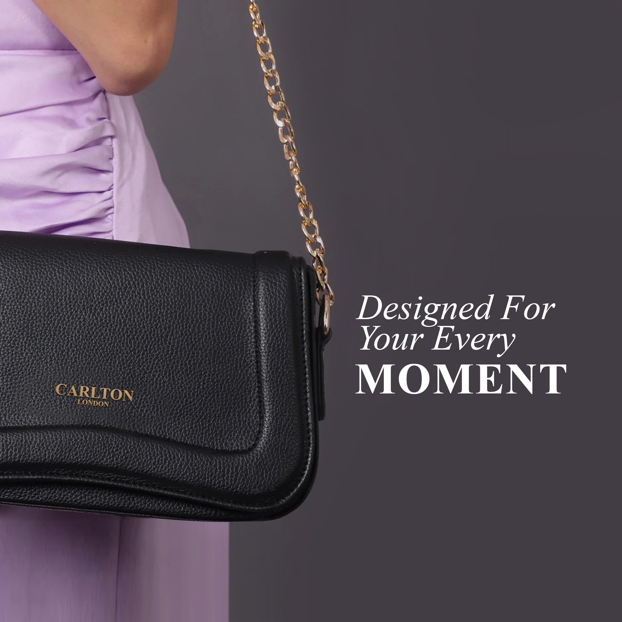 Carlton London Textured Chain Strap Handbag