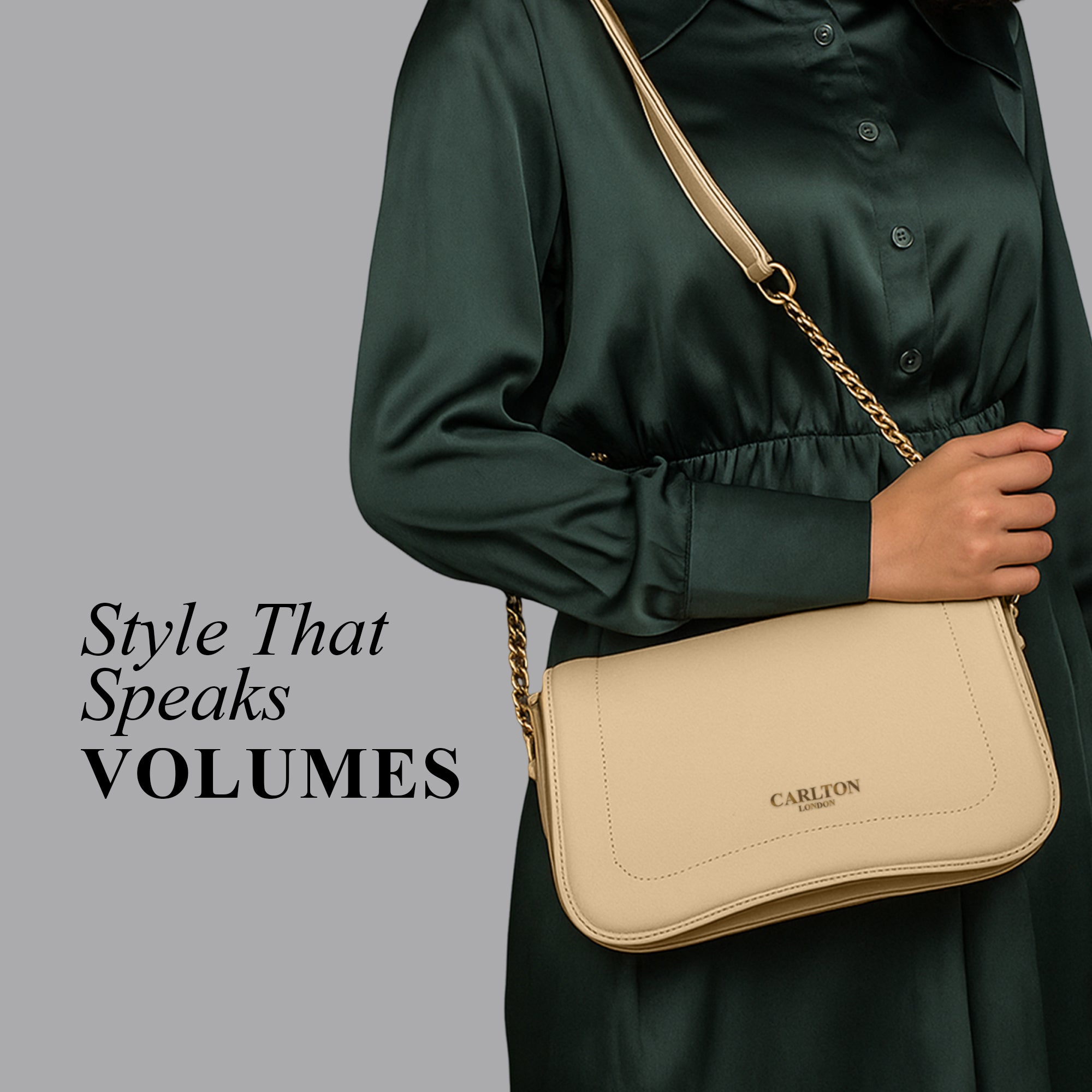 Carlton London Textured Chain Strap Handbag