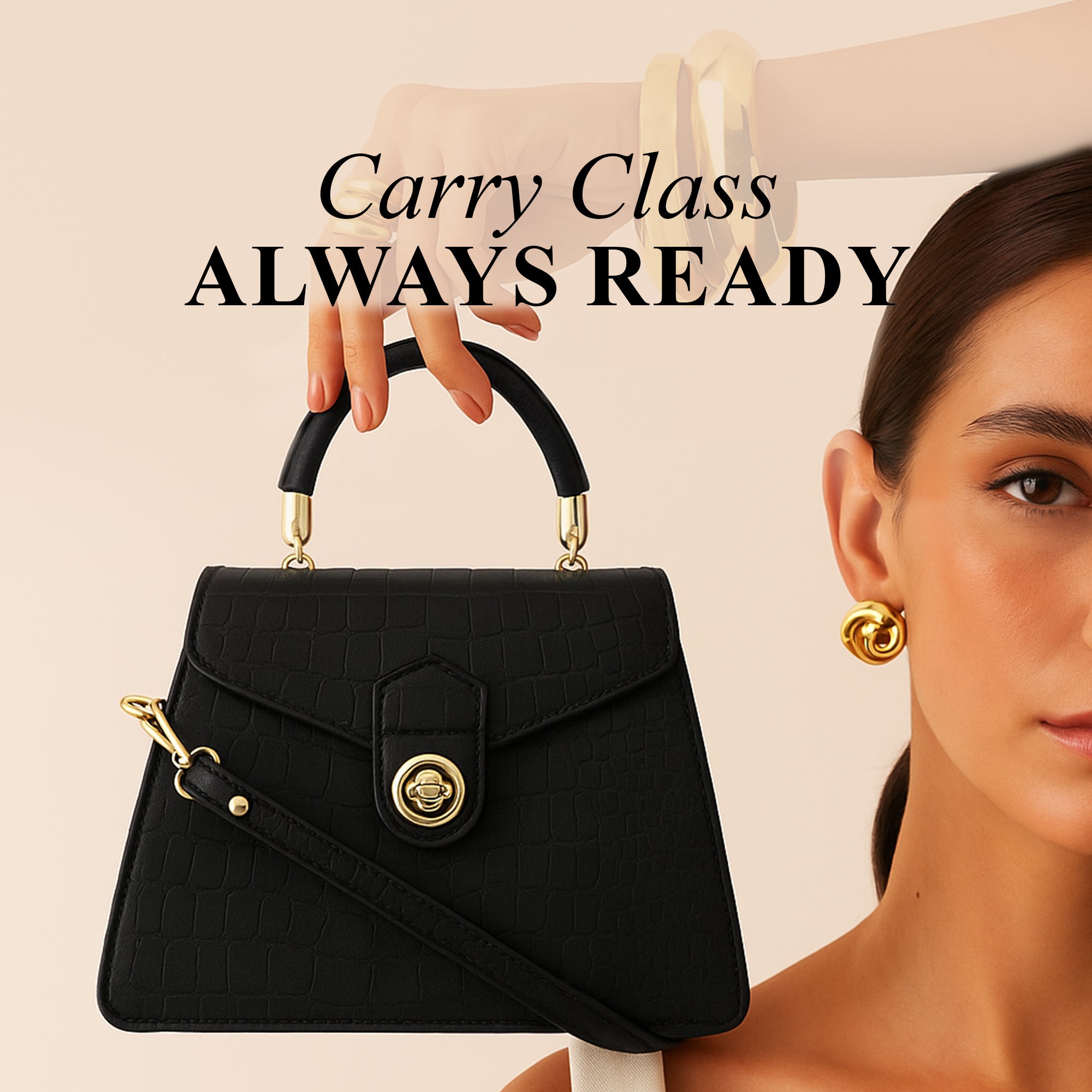 Carlton London Croc-Textured Structured Handbag