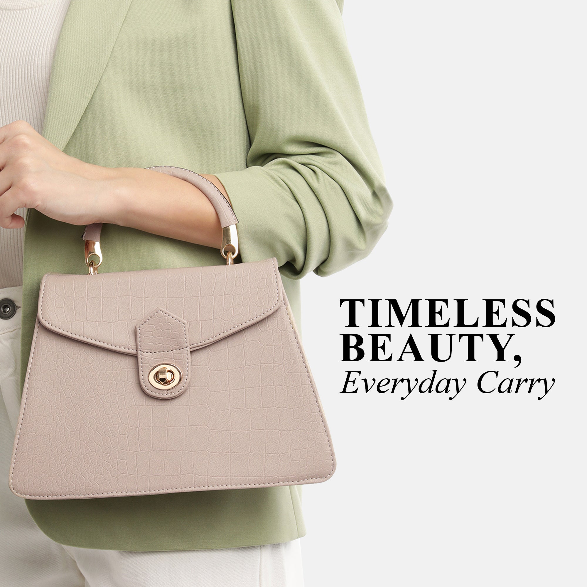 Carlton London Croc-Textured Structured Handbag