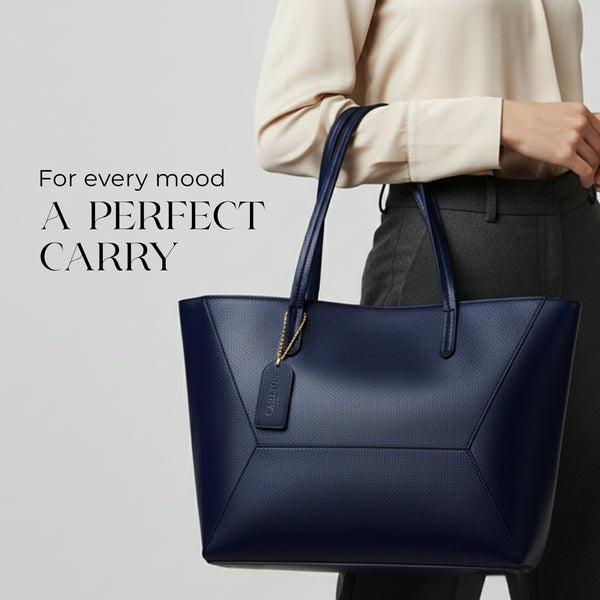 Carlton London Isabella Blue Textured Tote Bag - CLHB-06