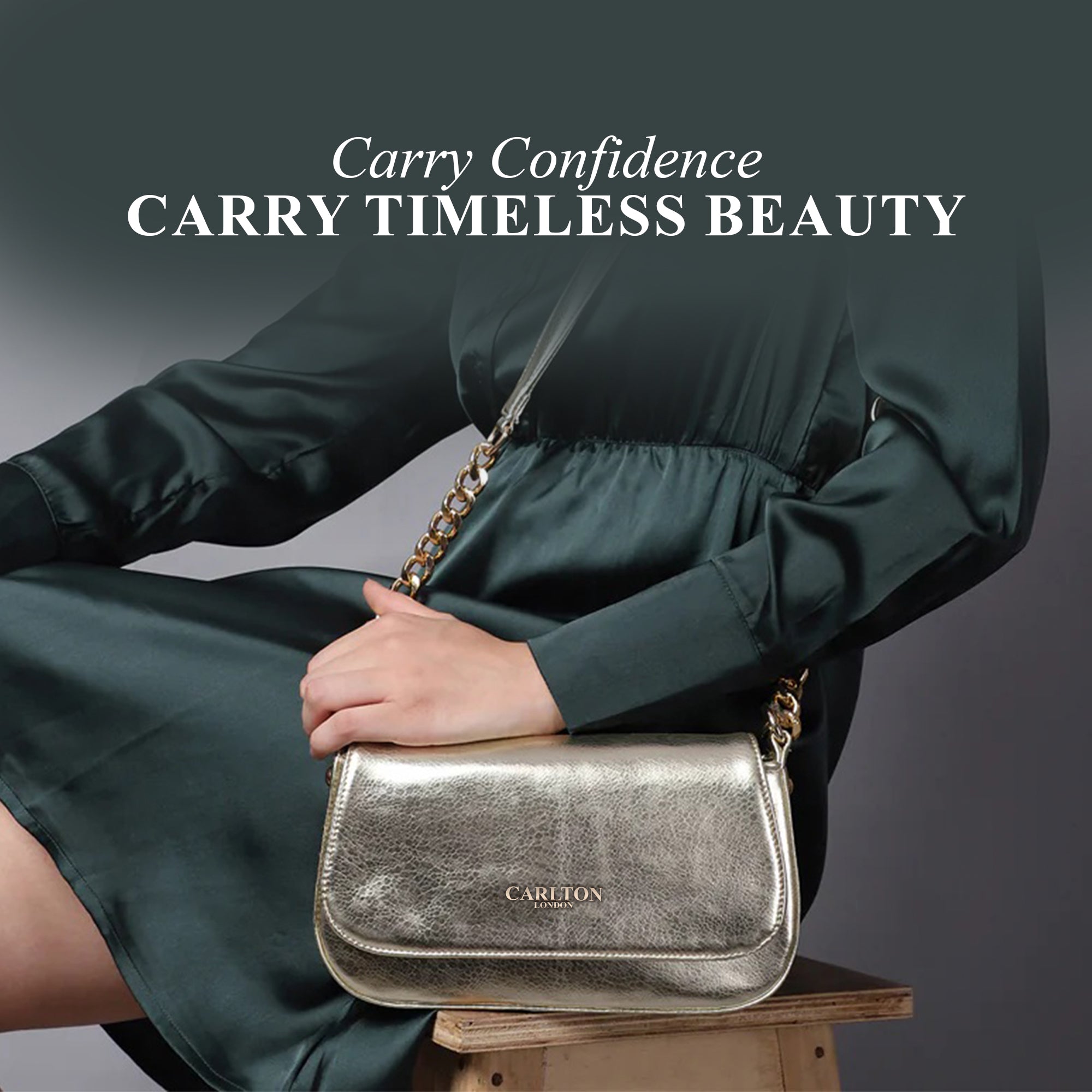 Carlton London Gold Crocodile-Patterned Crossbody Bag