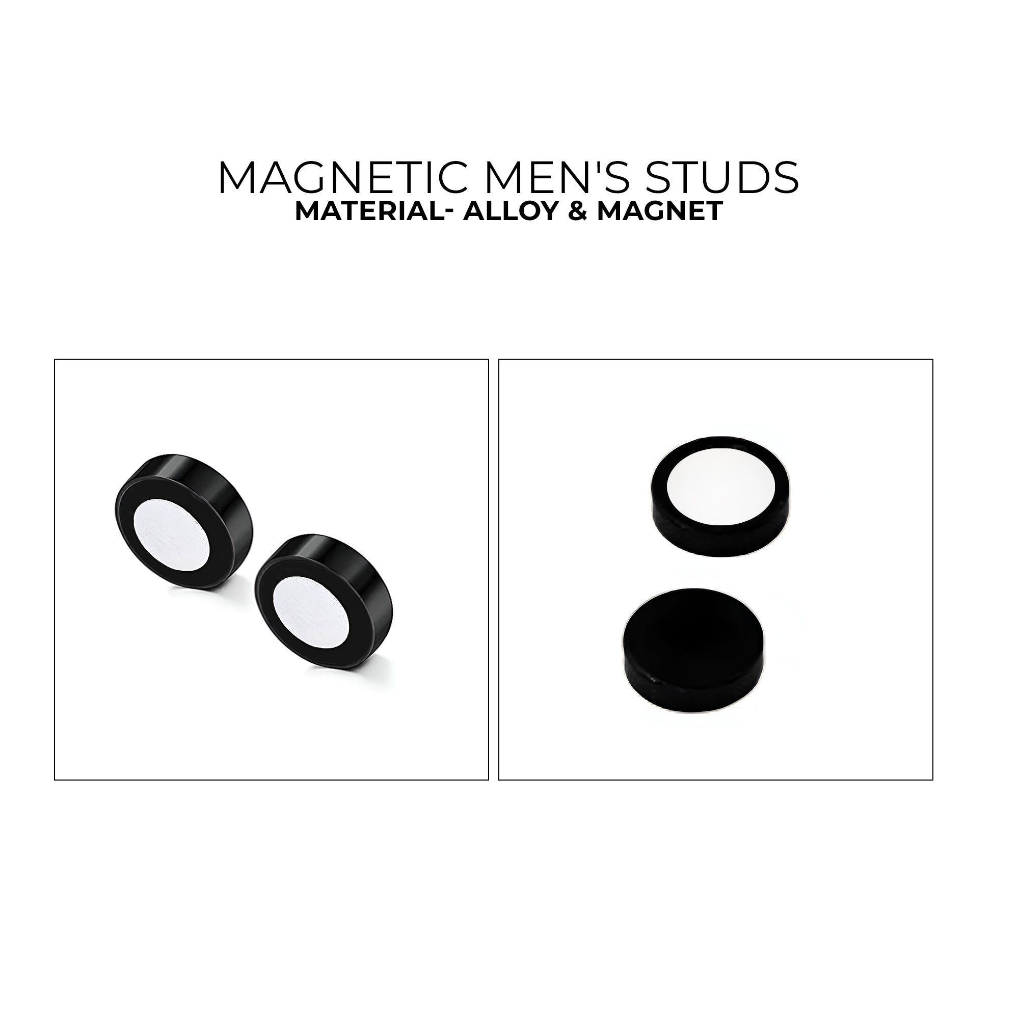 Carlton London Magnetic Black Men's Studs