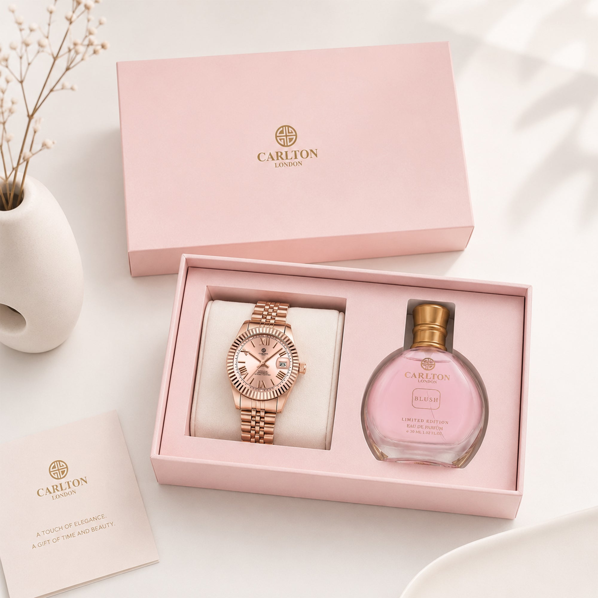 Women Gift Set 2 - Harper Gold Watch and Blush Perfume 30ml - CLPLG122