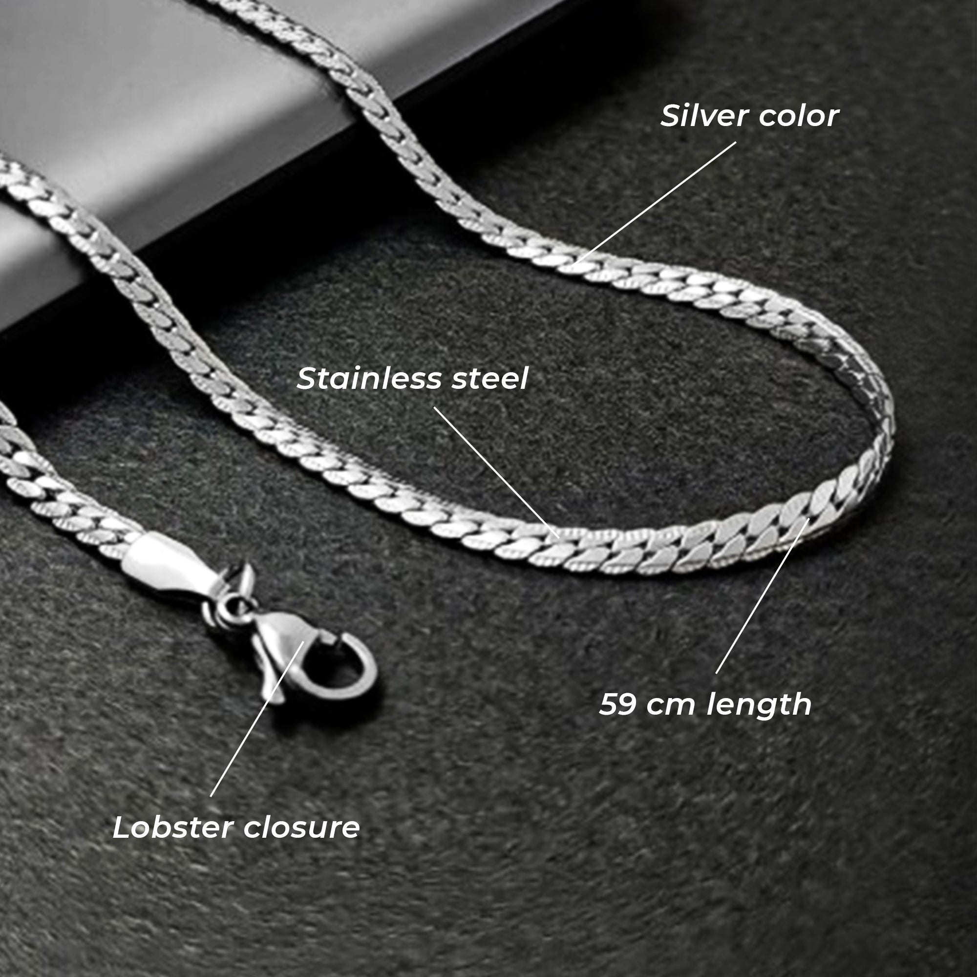 Carlton London Men's Silver-Plated Stainless Steel Chain CLJW-46