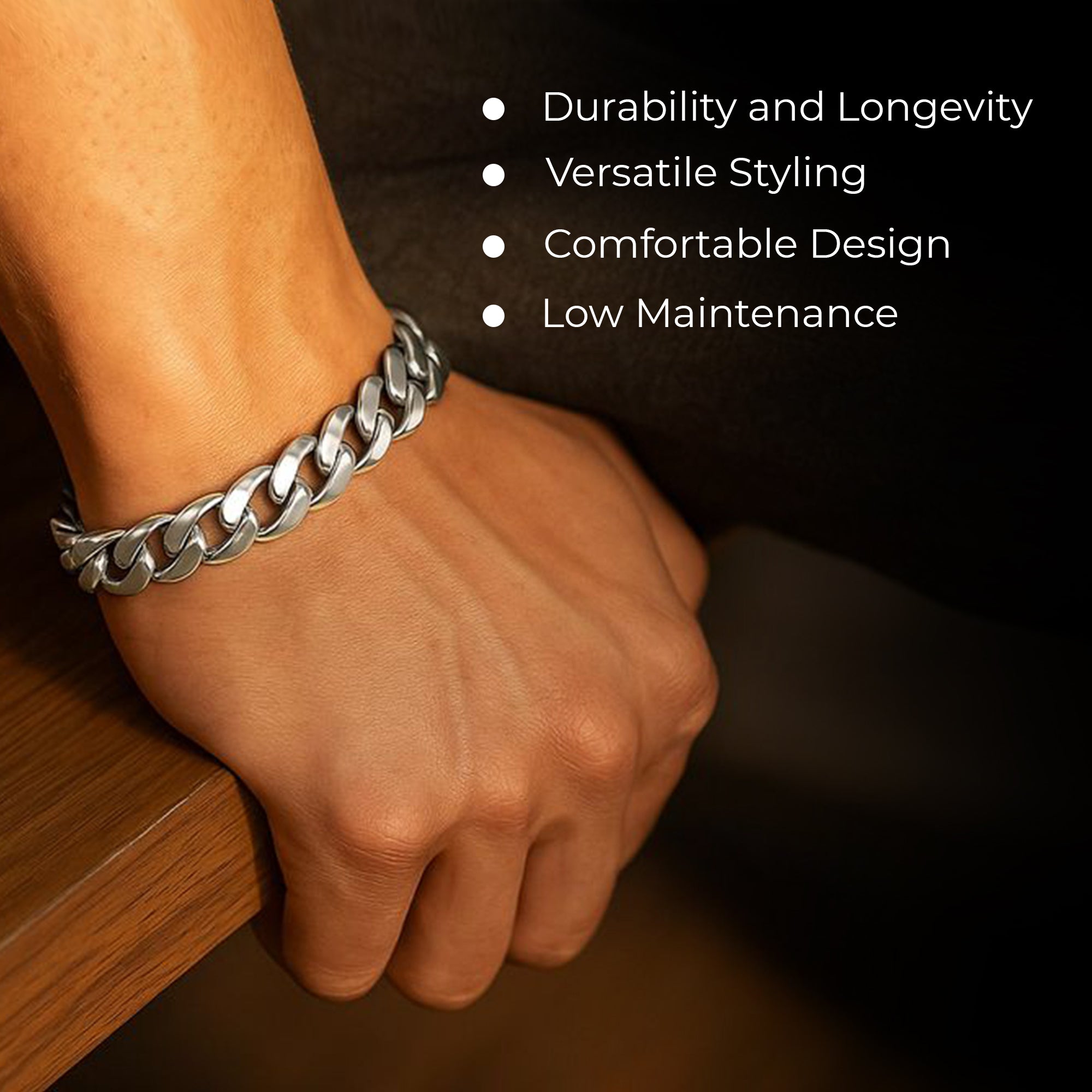 Carlton London Men's Stainless Steel Link Bracelet CLJW-43