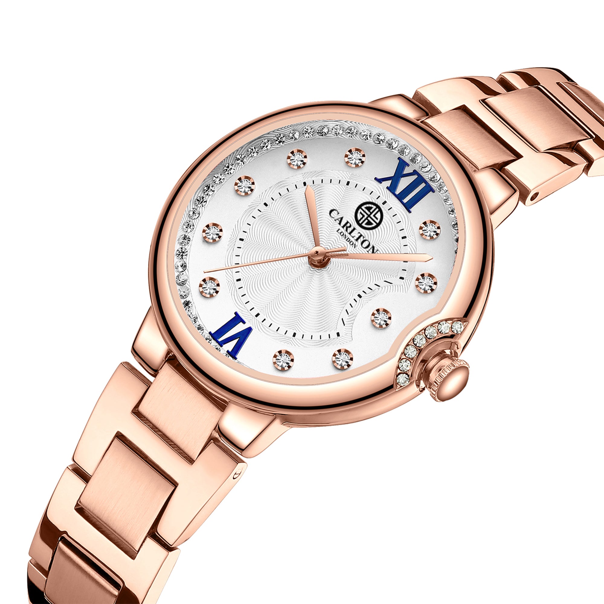 Charlotte : White/ Rose Gold Stainless Steel Women Analog Watch
