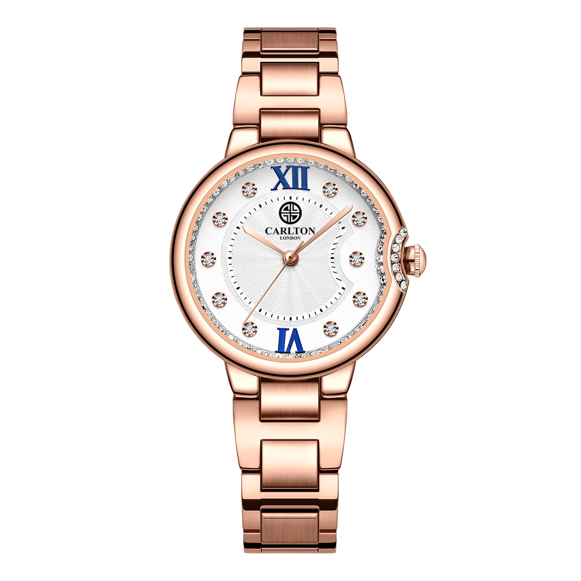 Charlotte : White/ Rose Gold Stainless Steel Women Analog Watch