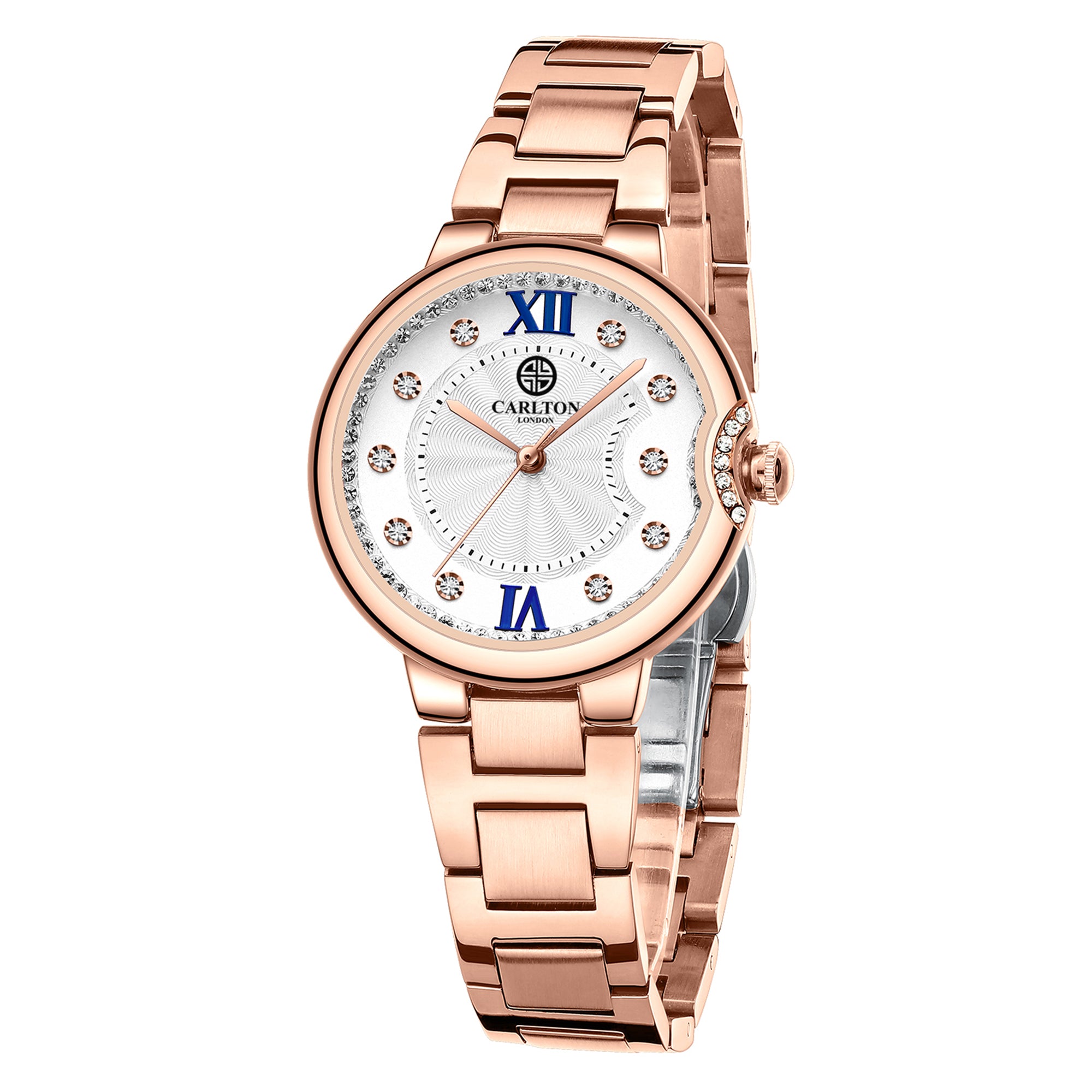 Charlotte : White/ Rose Gold Stainless Steel Women Analog Watch