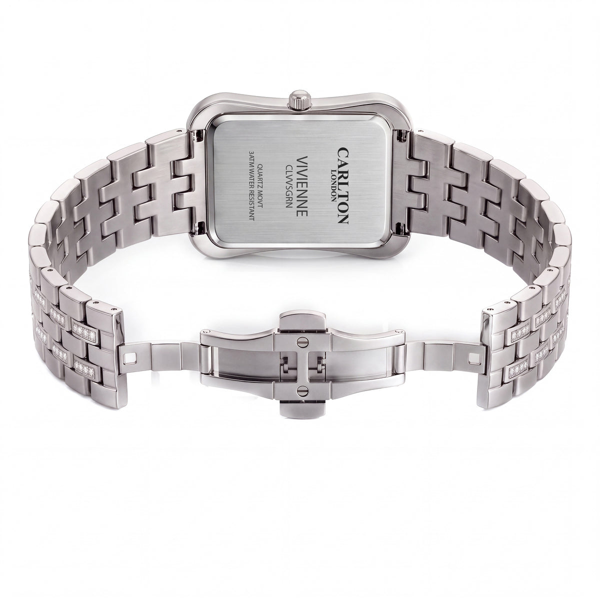 Carlton London Vivienne Women’s Watch - Olive Green Rectangle Dial, Silver Stainless Steel Strap - CLVVSGRN