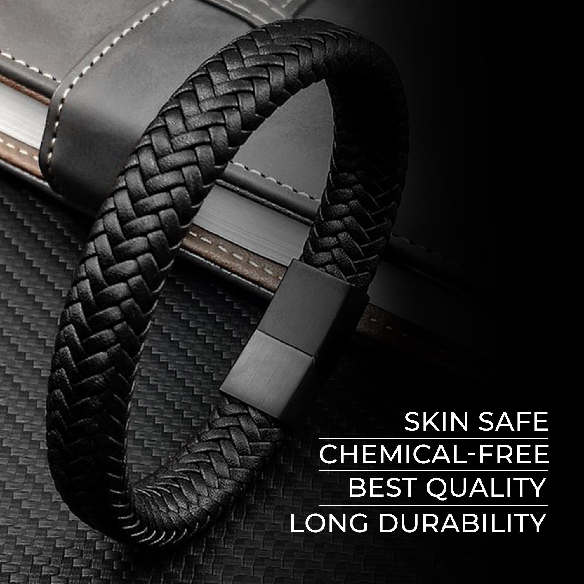 Carlton London | Men Leather Terra Band Bracelet