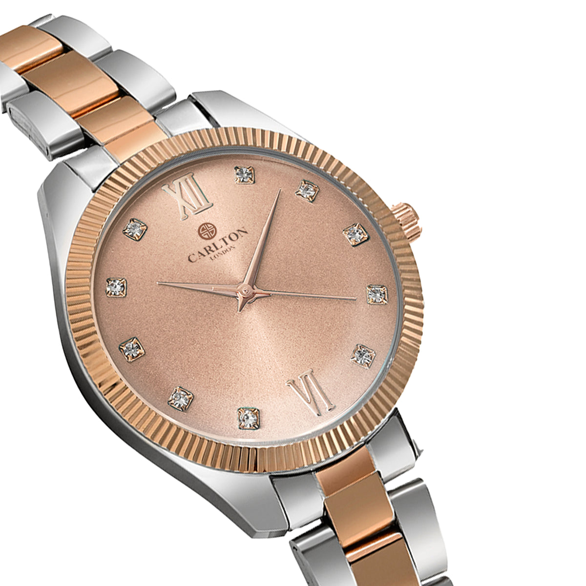 Carlton London Harper Vintage Women’s Watch, Silver Round Dial, Silver-Toned Stainless Steel Strap - CLBRTRSG