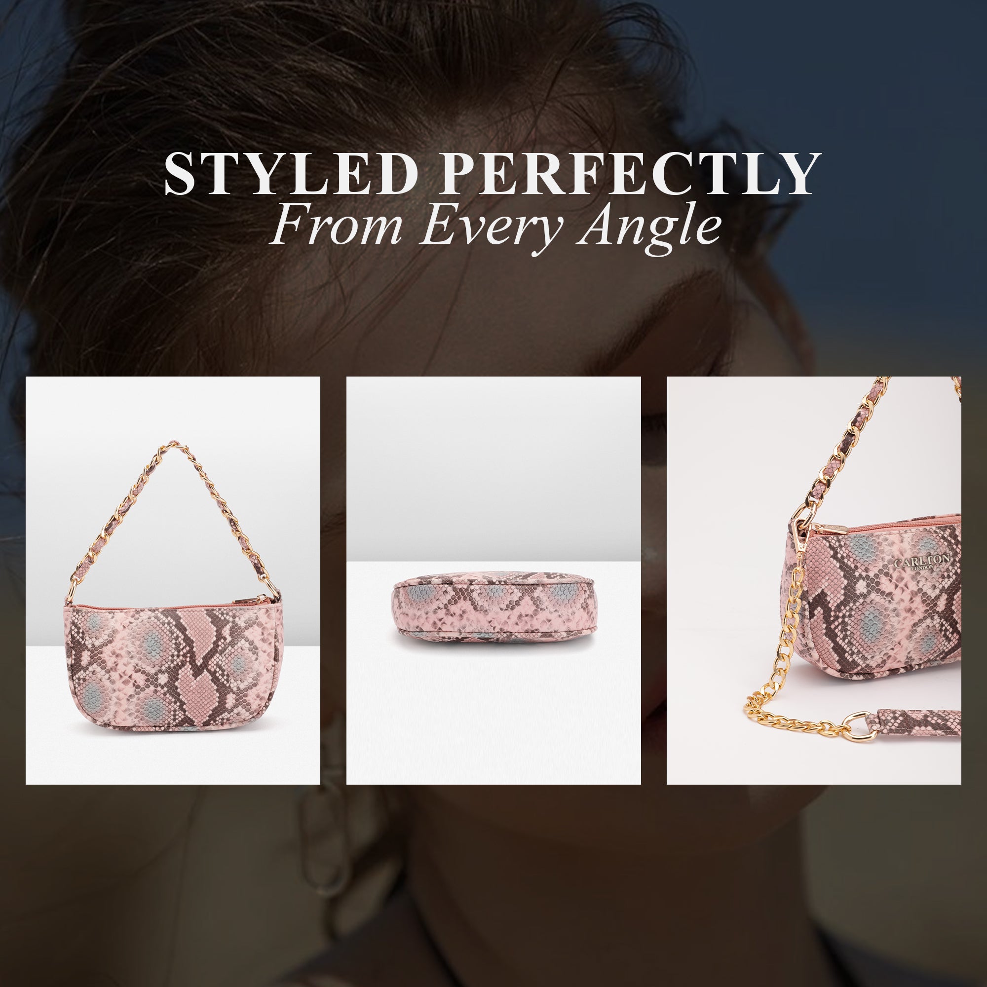 Carlton London Rosabella Pink Python-Print Sling Bag