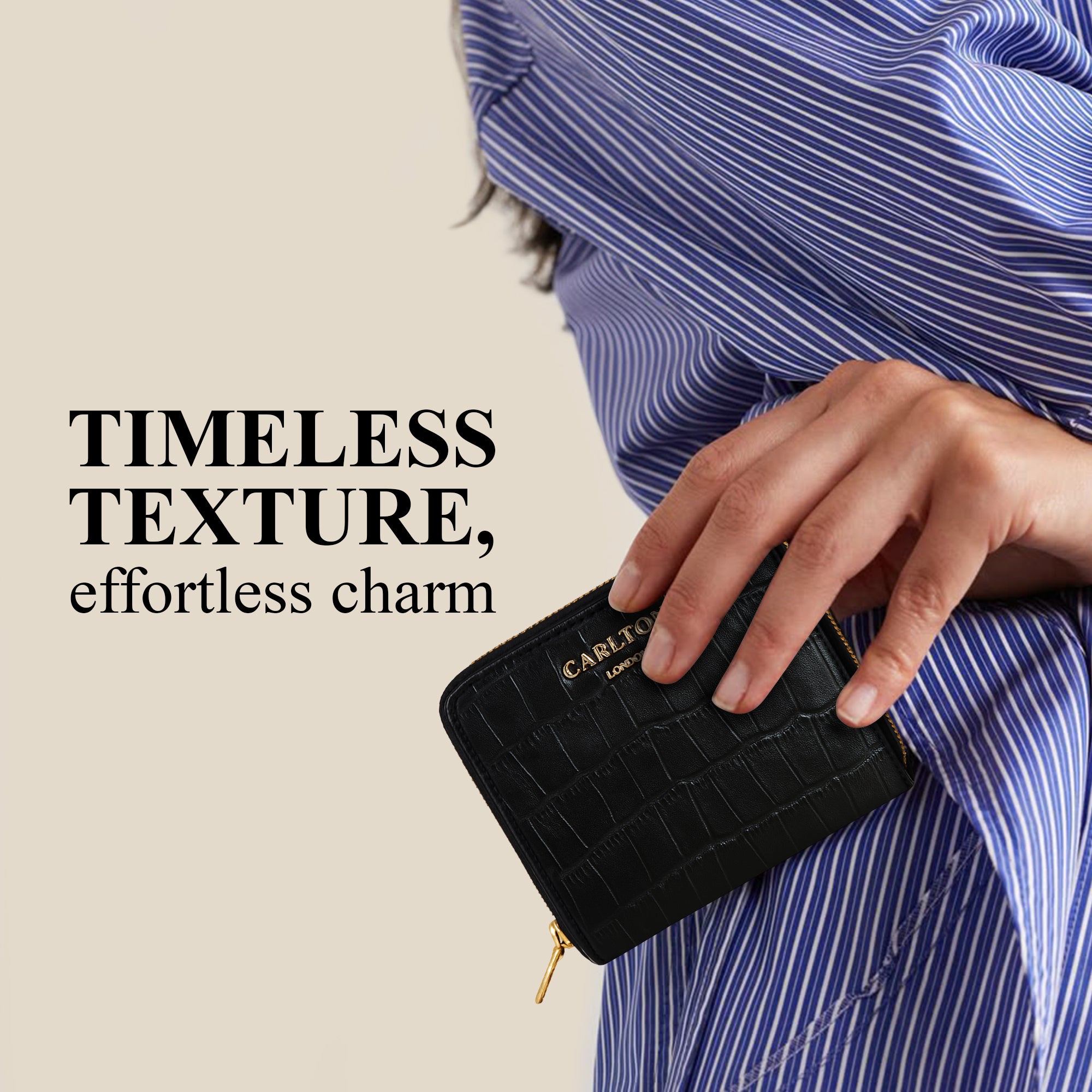 Carlton London Estelle Zip Around Textured Wallet - Black - CLHB-35