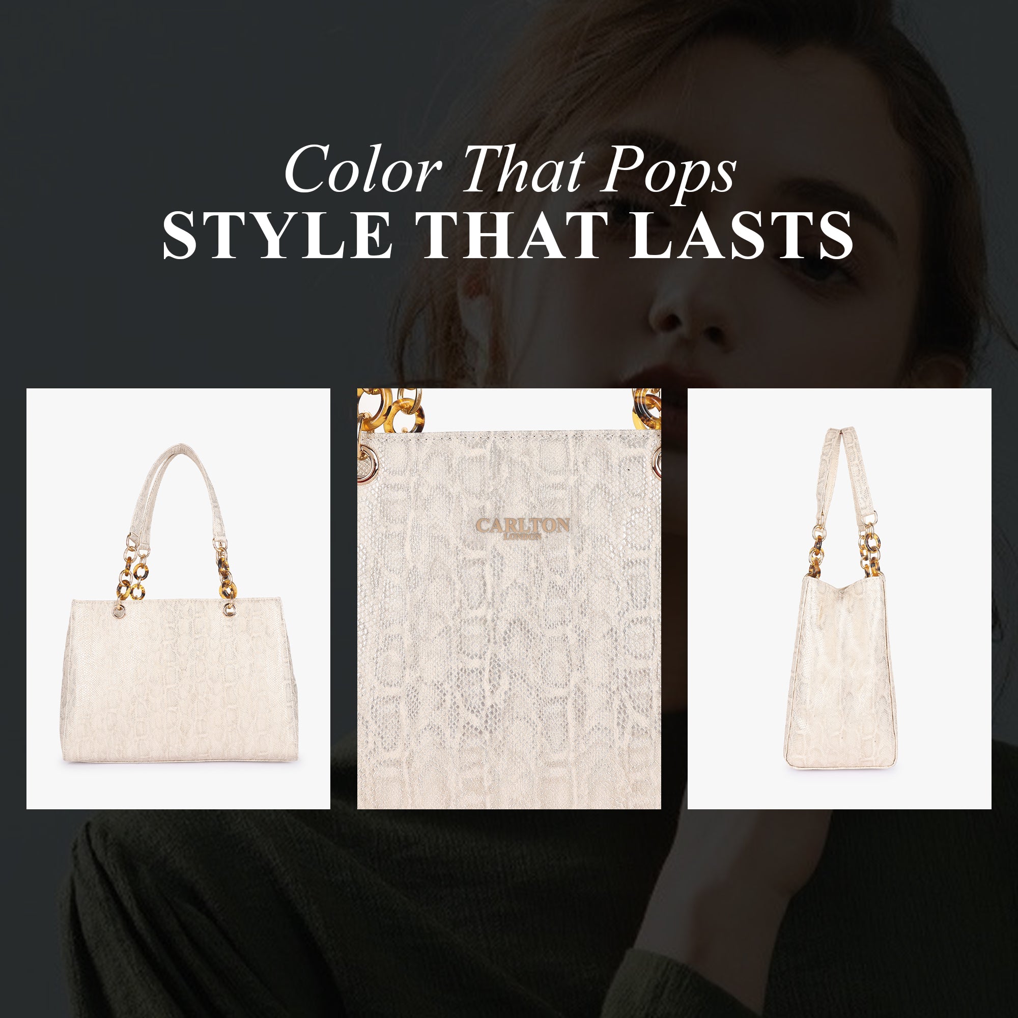 Carlton London Gold Croc-Embossed Handbag