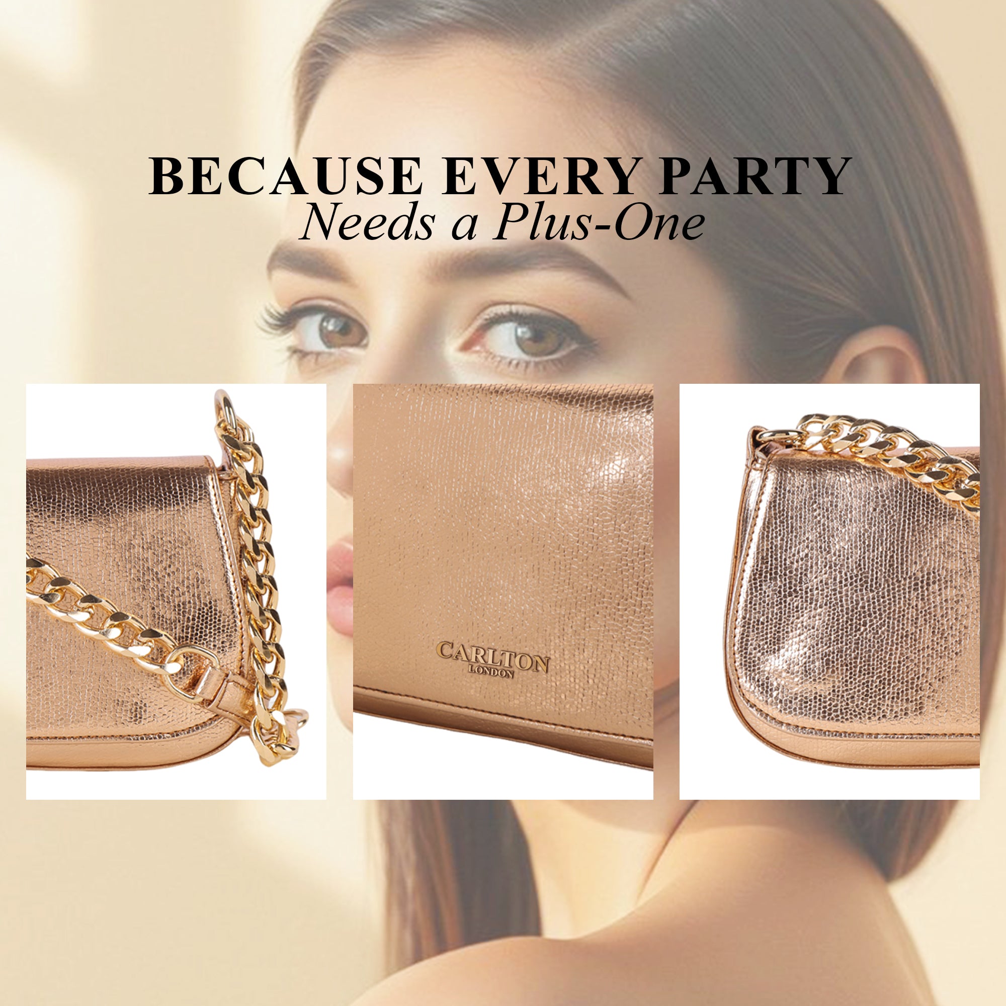Carlton London Rose gold Crocodile-Patterned Crossbody Bag