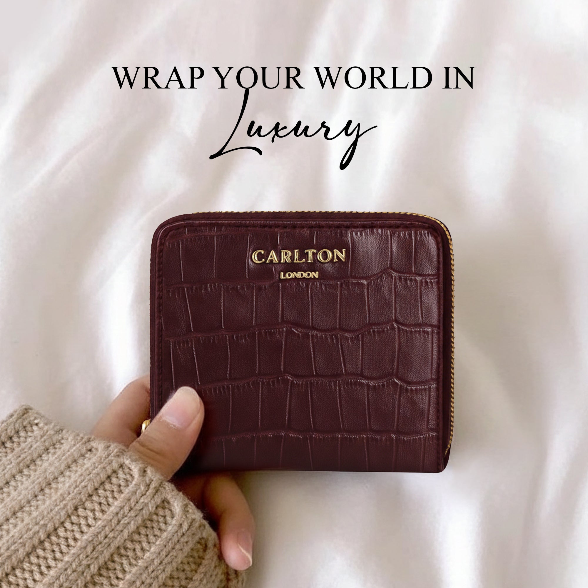 Carlton London Zip Around Textured Maroon Wallet - CLHB-34