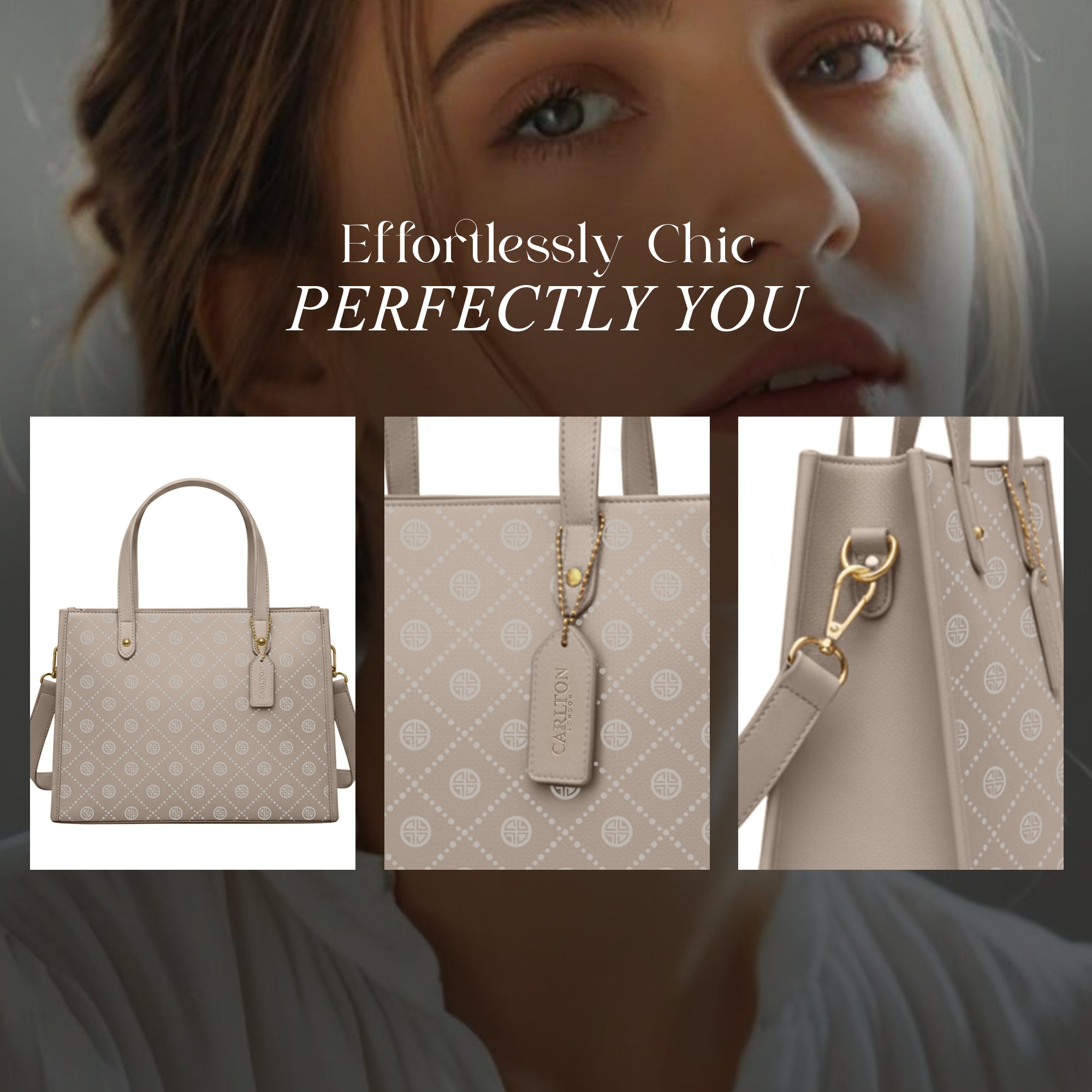 Carlton London Selene Structured Beige Tote Bag - CLHB-10