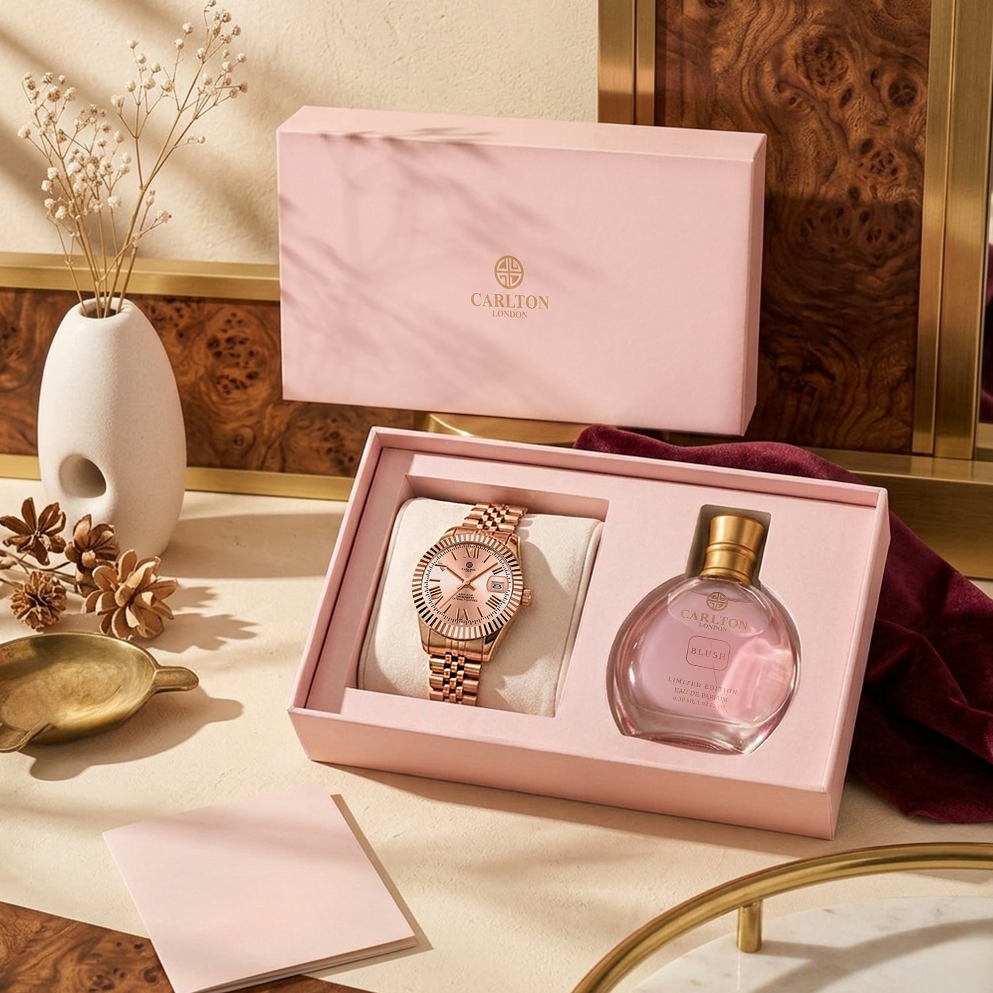 Women Gift Set 2 - Harper Gold Watch and Blush Perfume 30ml - CLPLG122