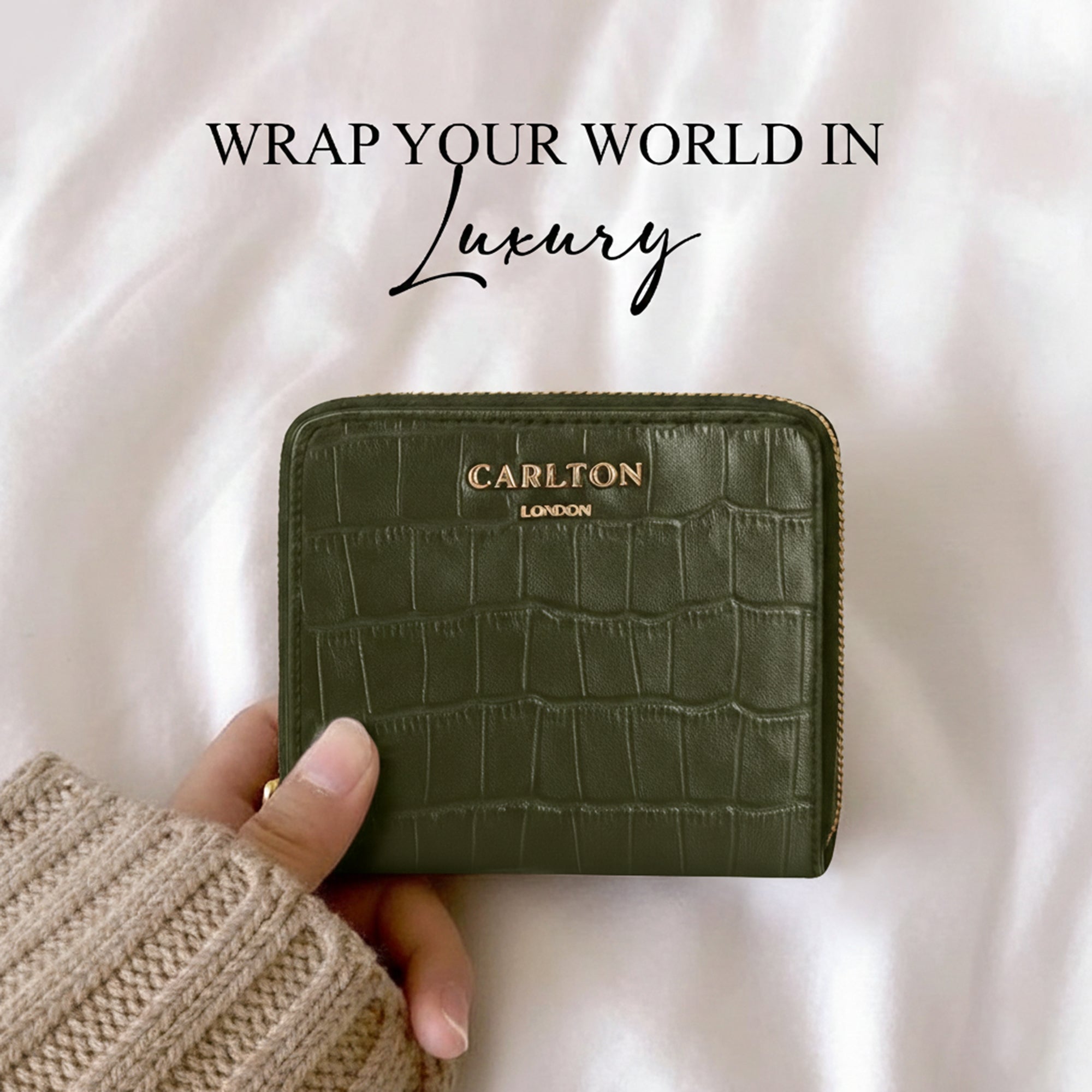 Carlton London Zip Around Textured Green Wallet - CLHB-33