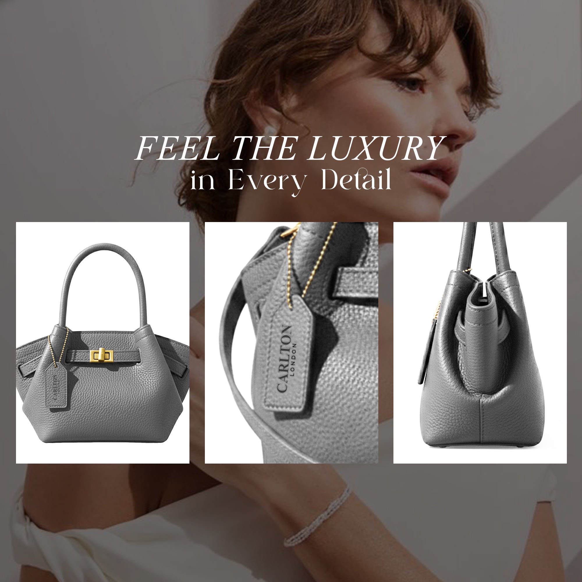 Carlton London ELiza Satchel Grey Bag - CLHB-14