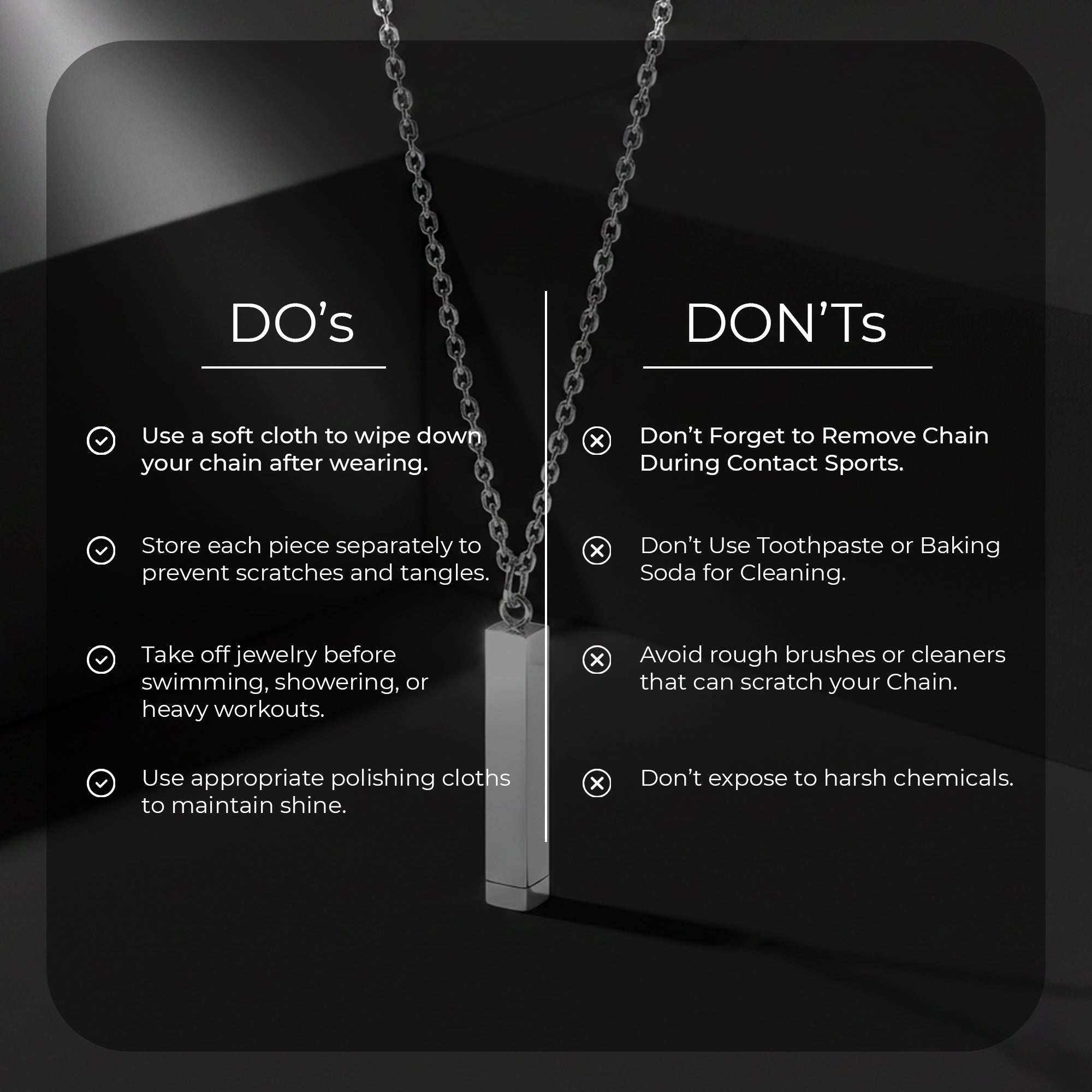 Carlton London Men's Stainless Steel Silver-Plated Rectangular Shaped Pendent With Chain CLJW-47