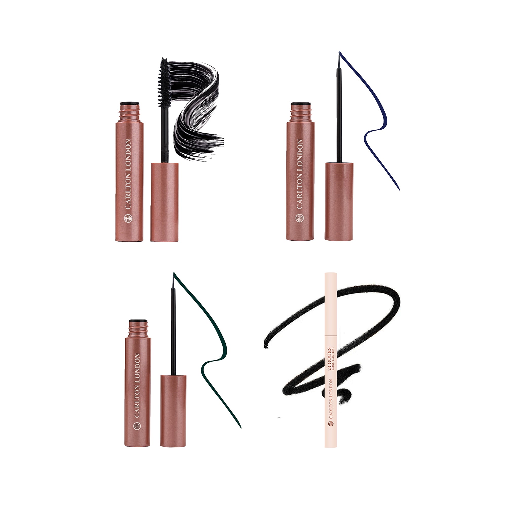 Eye Makeup combo set - Pack of 4 (Mascara + Eyeliner - Blue & Green + kajal)