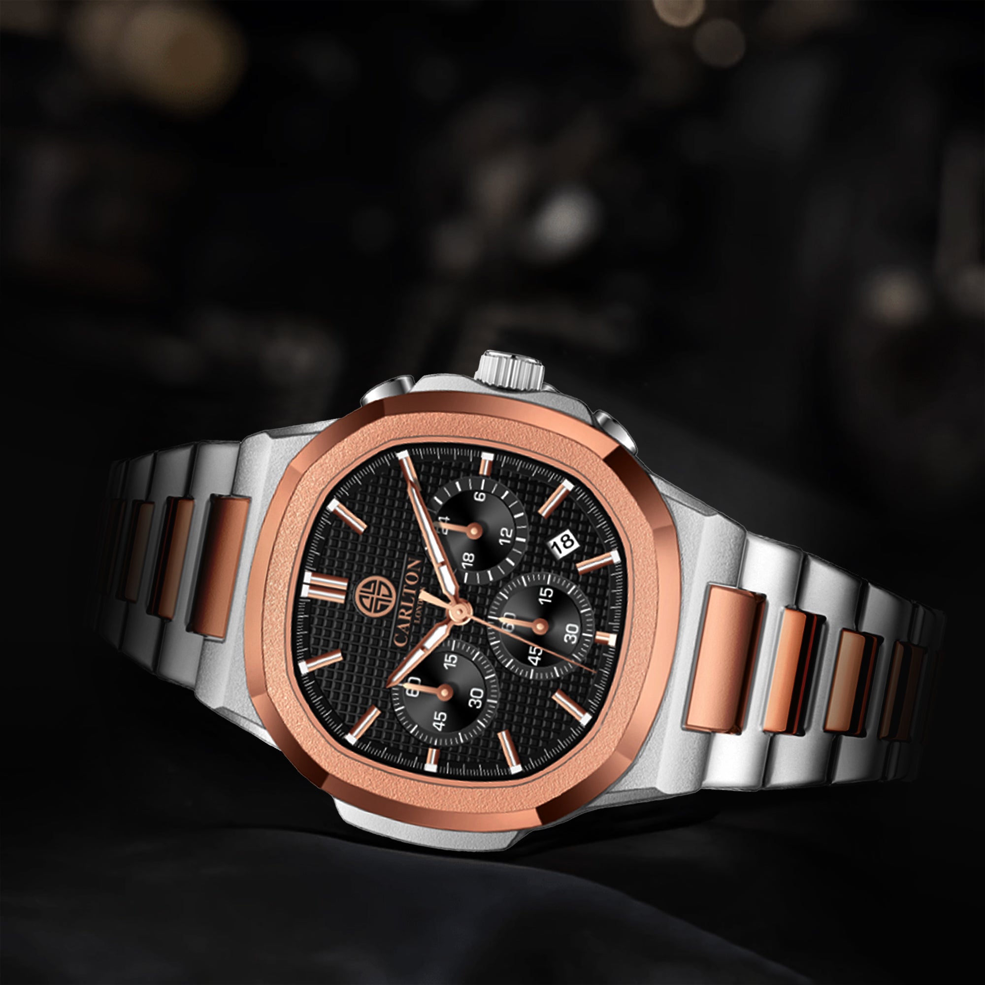 Parker: Men's Dual Tone Black Dial Analog Watch - CLSDTBLKM