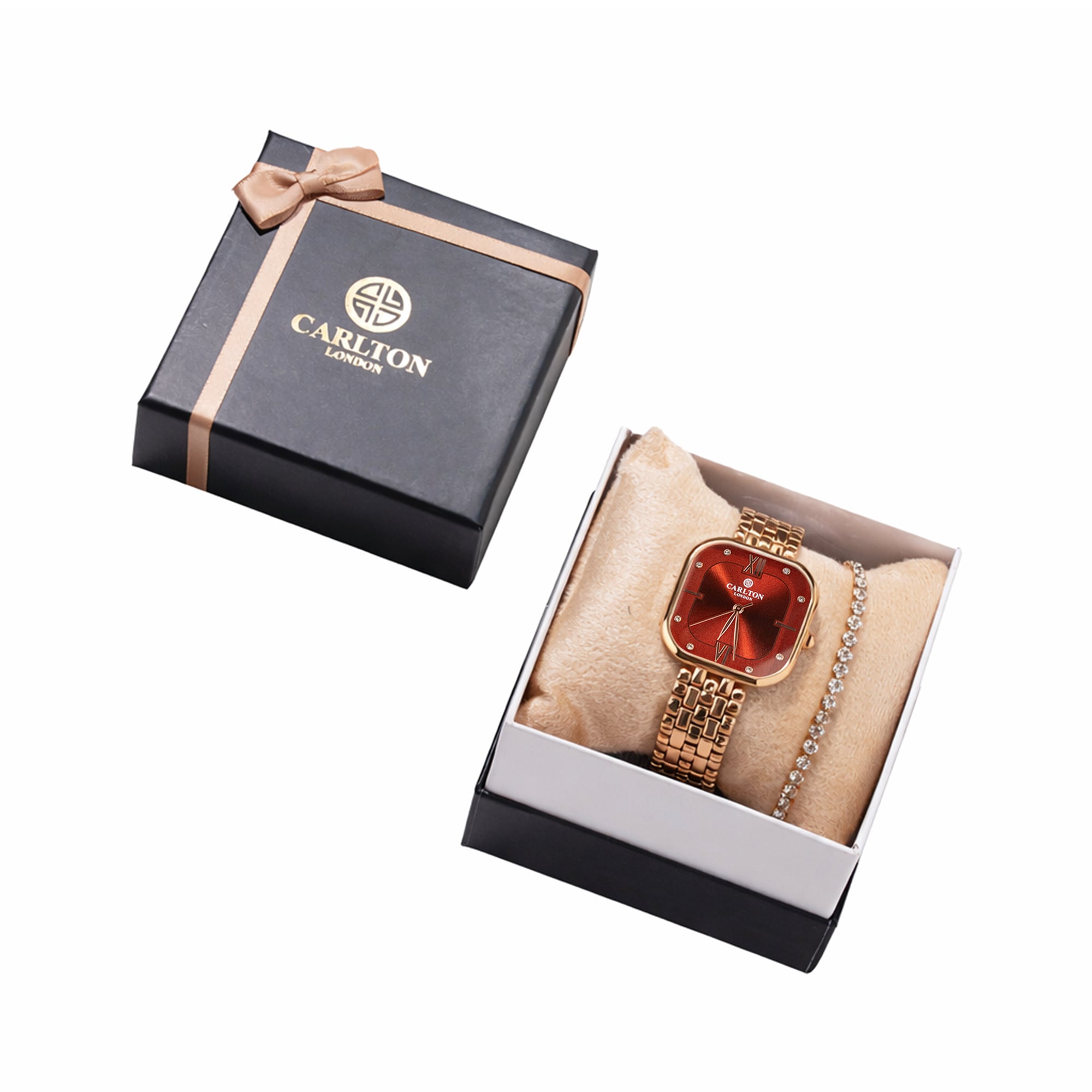 Women Watch Gift 2 - Chelsea Red Analog Watch + Tennis Bracelet - CLPLG118