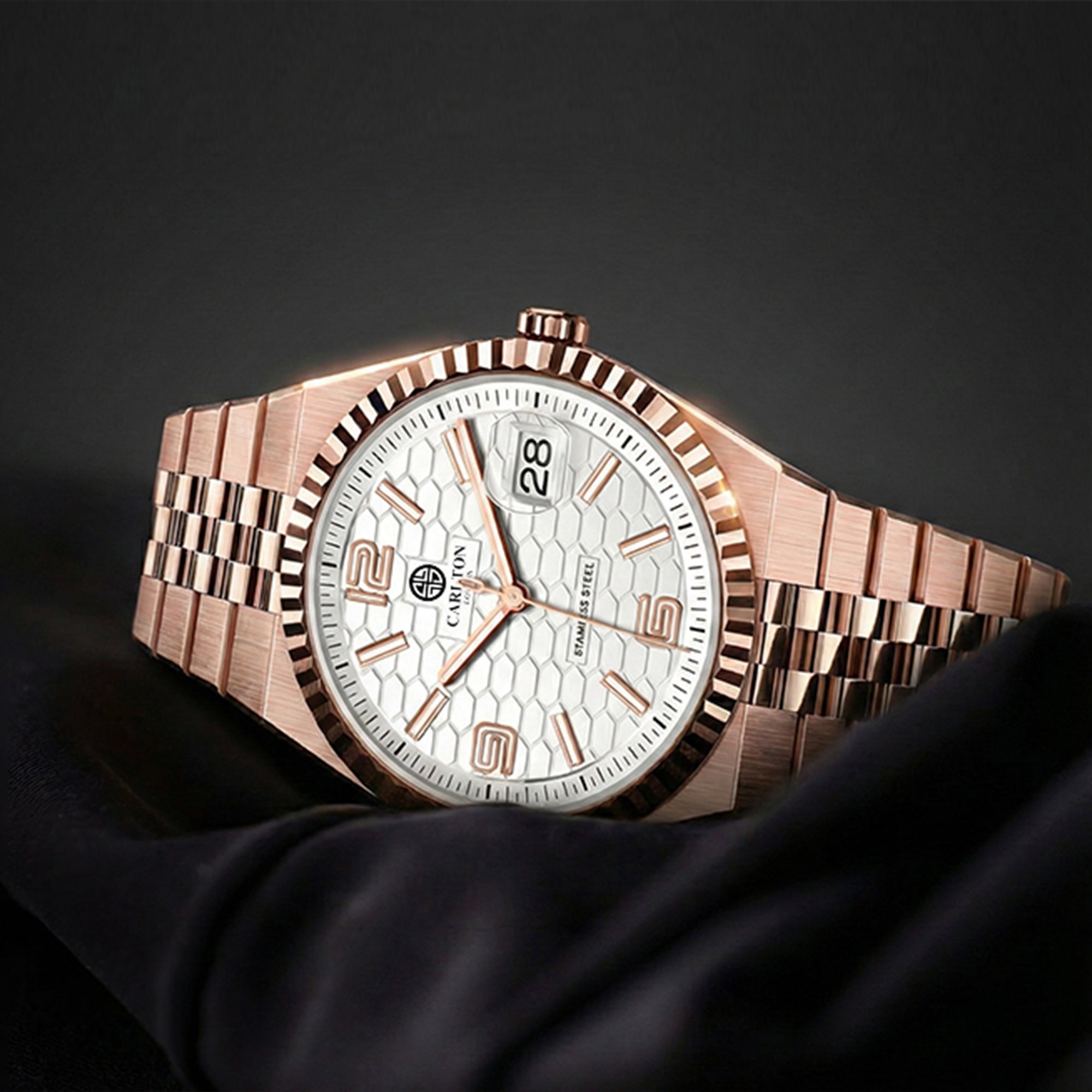 Carlton London Men Rover White/Rose Gold Analog Watch CL-ROVER-RGWHT