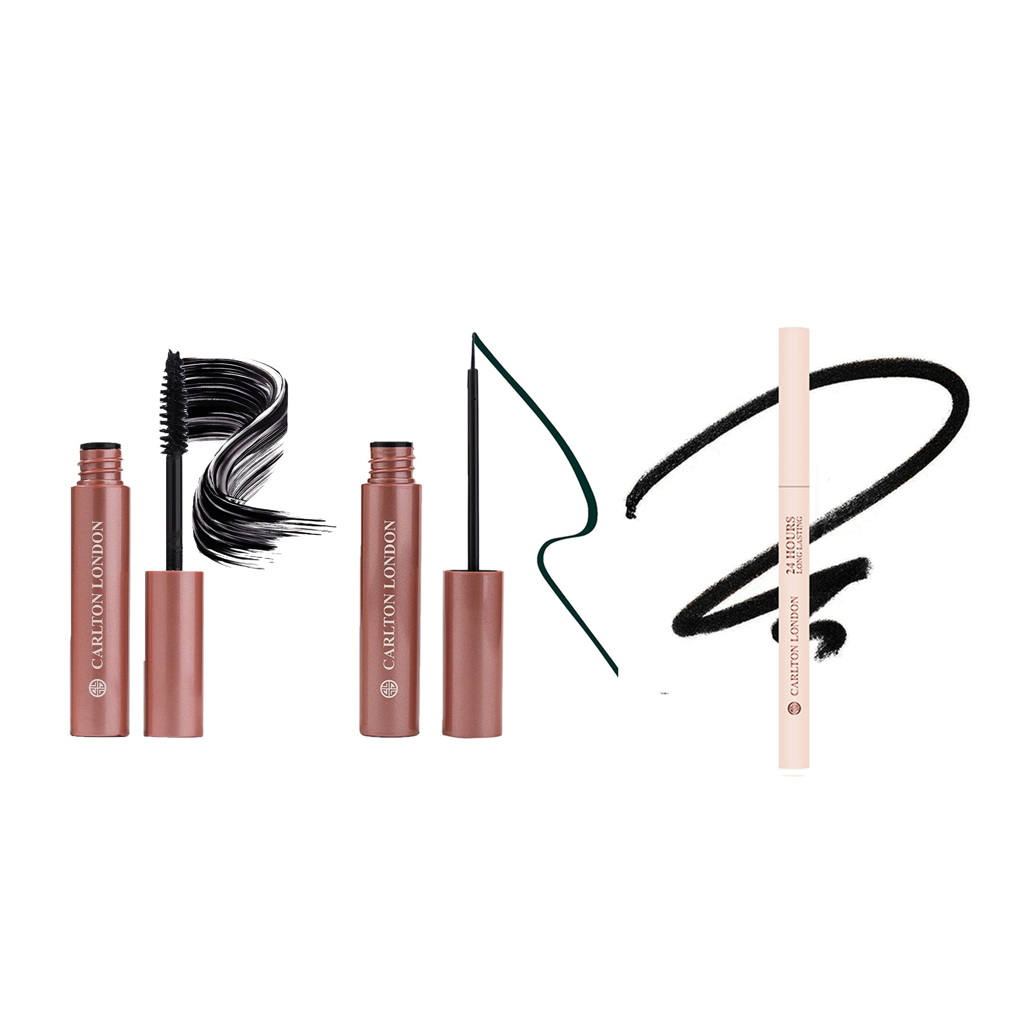 Eye Makeup combo set - Pack of 3 (Mascara + Eyeliner - Green + Kajal)