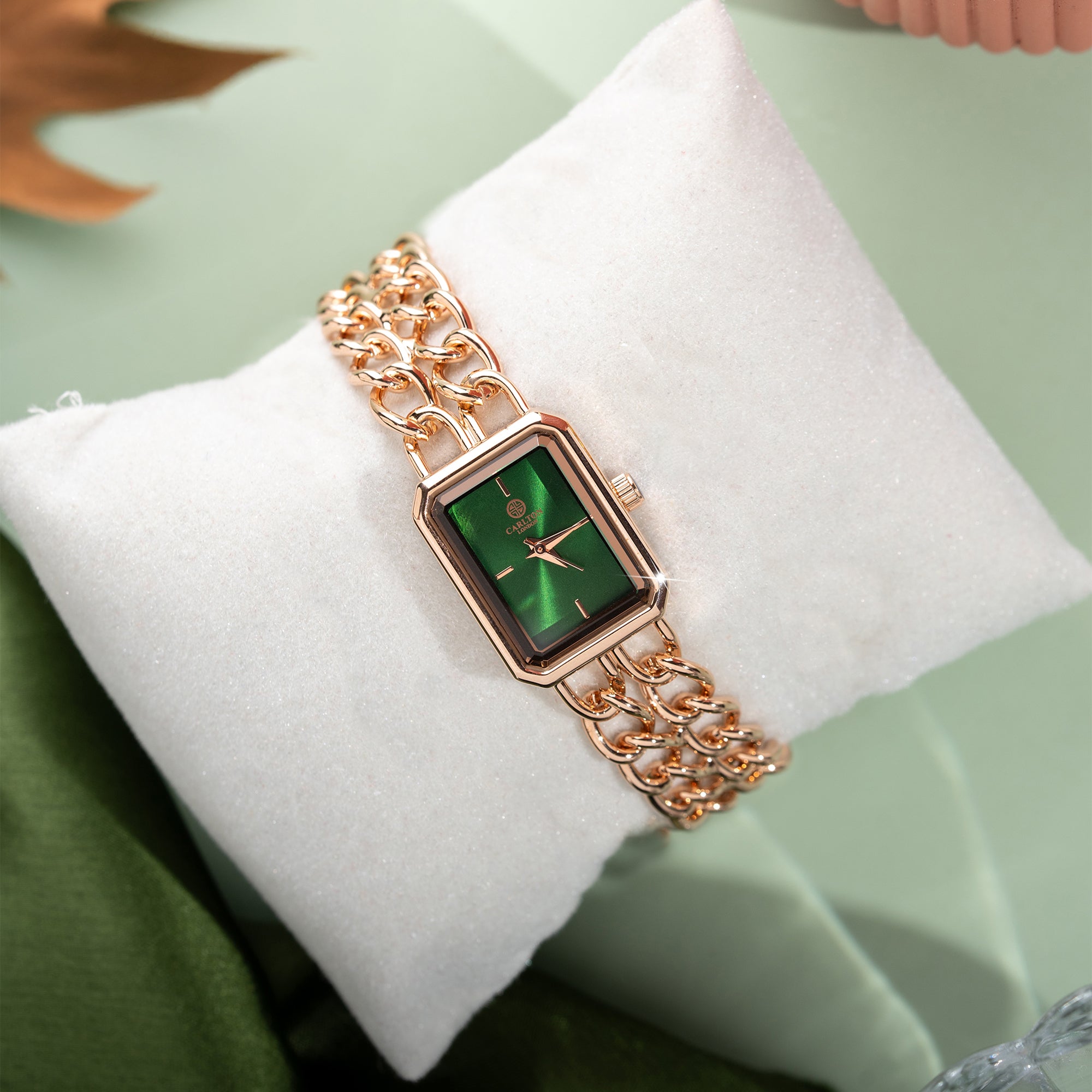Victoria: Women's Rose Gold/Green Analog Watch - CLRGCGRN