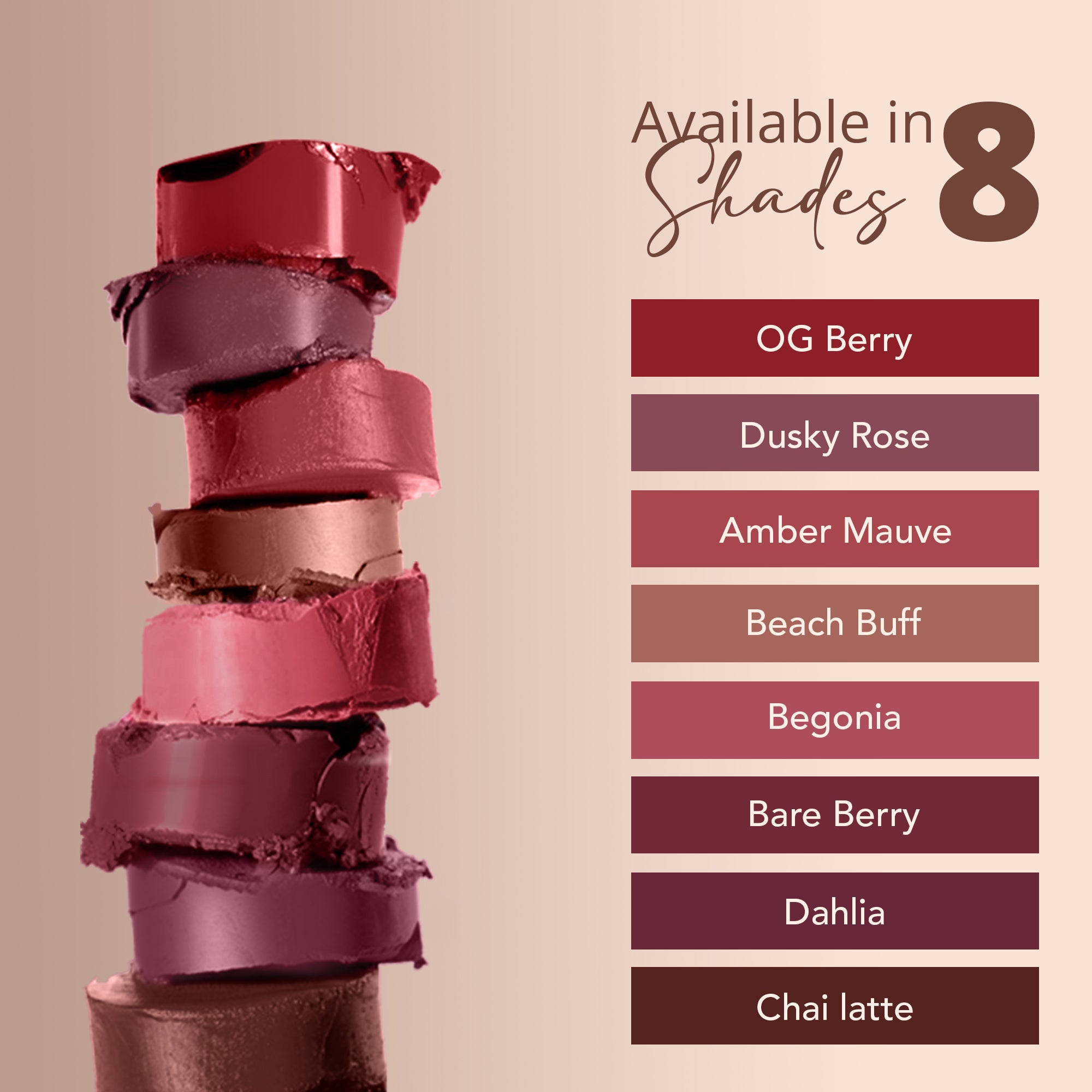 Stardust: Pack of 8 Creamy Matte Stick Lipsticks